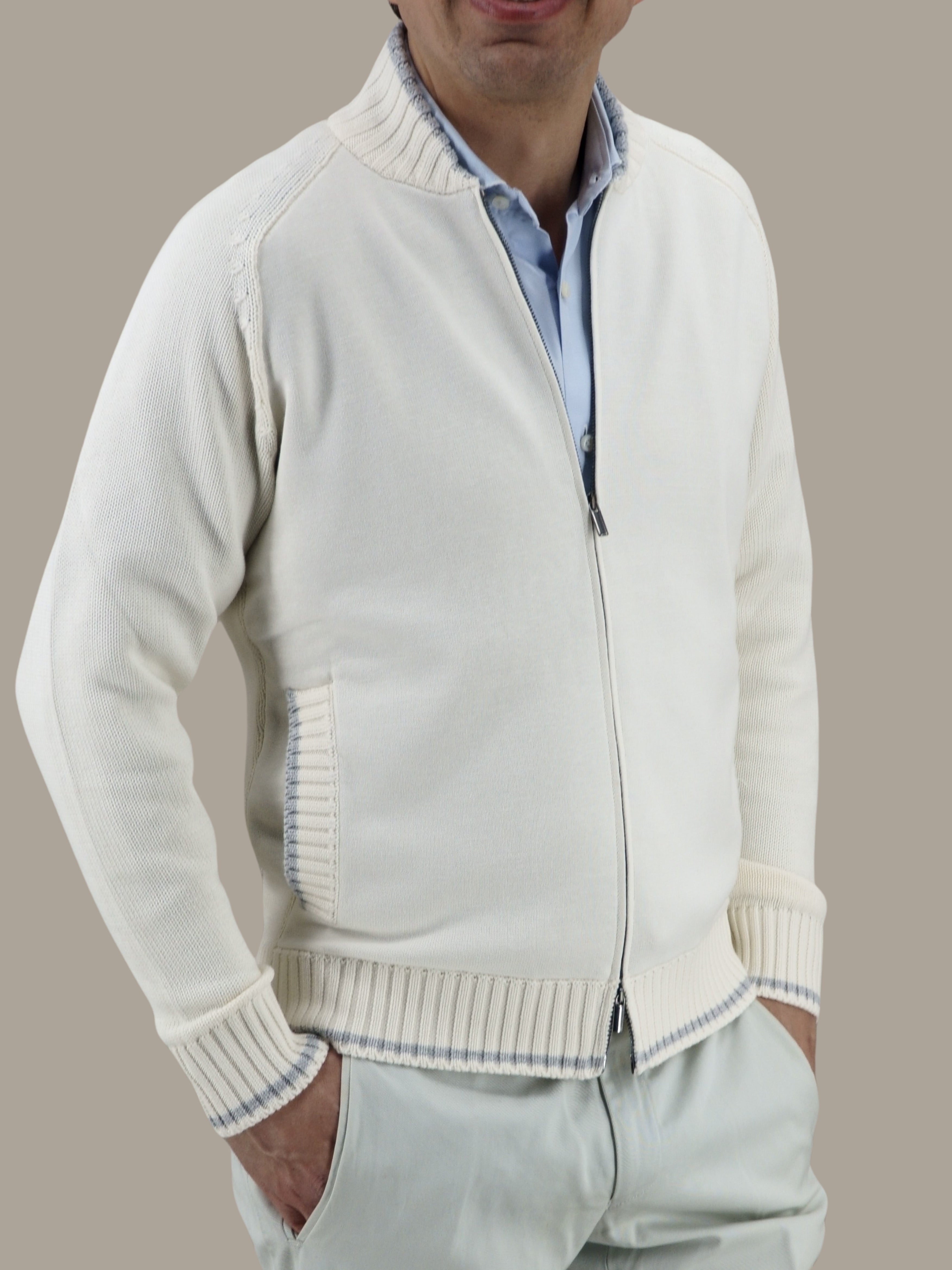 Bomber College Bianco 100% Cotone