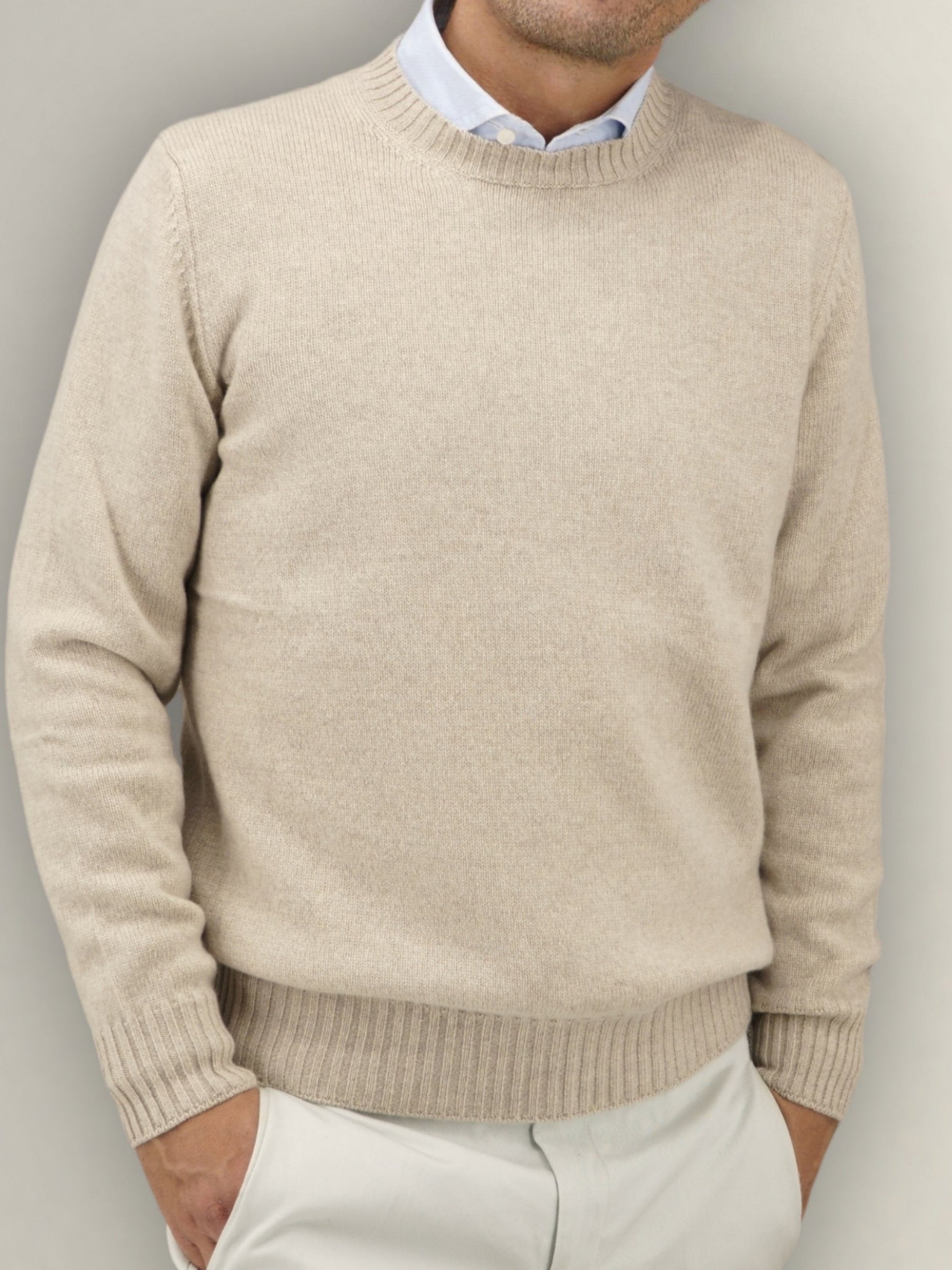 Crewneck Fleece Wheat 100% Cashmere