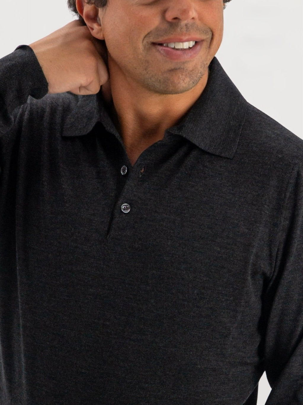 Polo in maglia Grafite Cashmere Lana e Seta