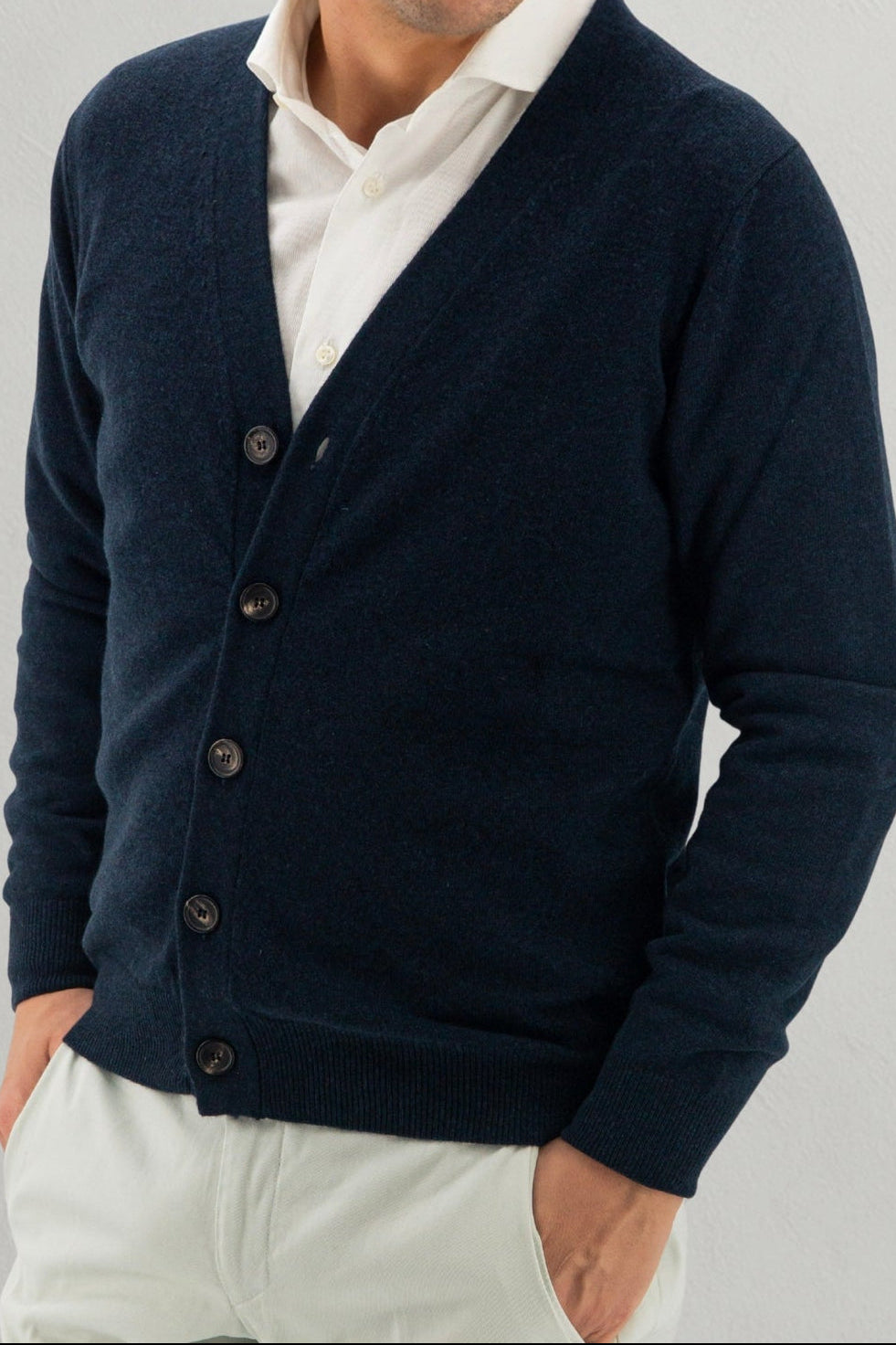 Cardigan 2 Ply 100% Cashmere - Moka