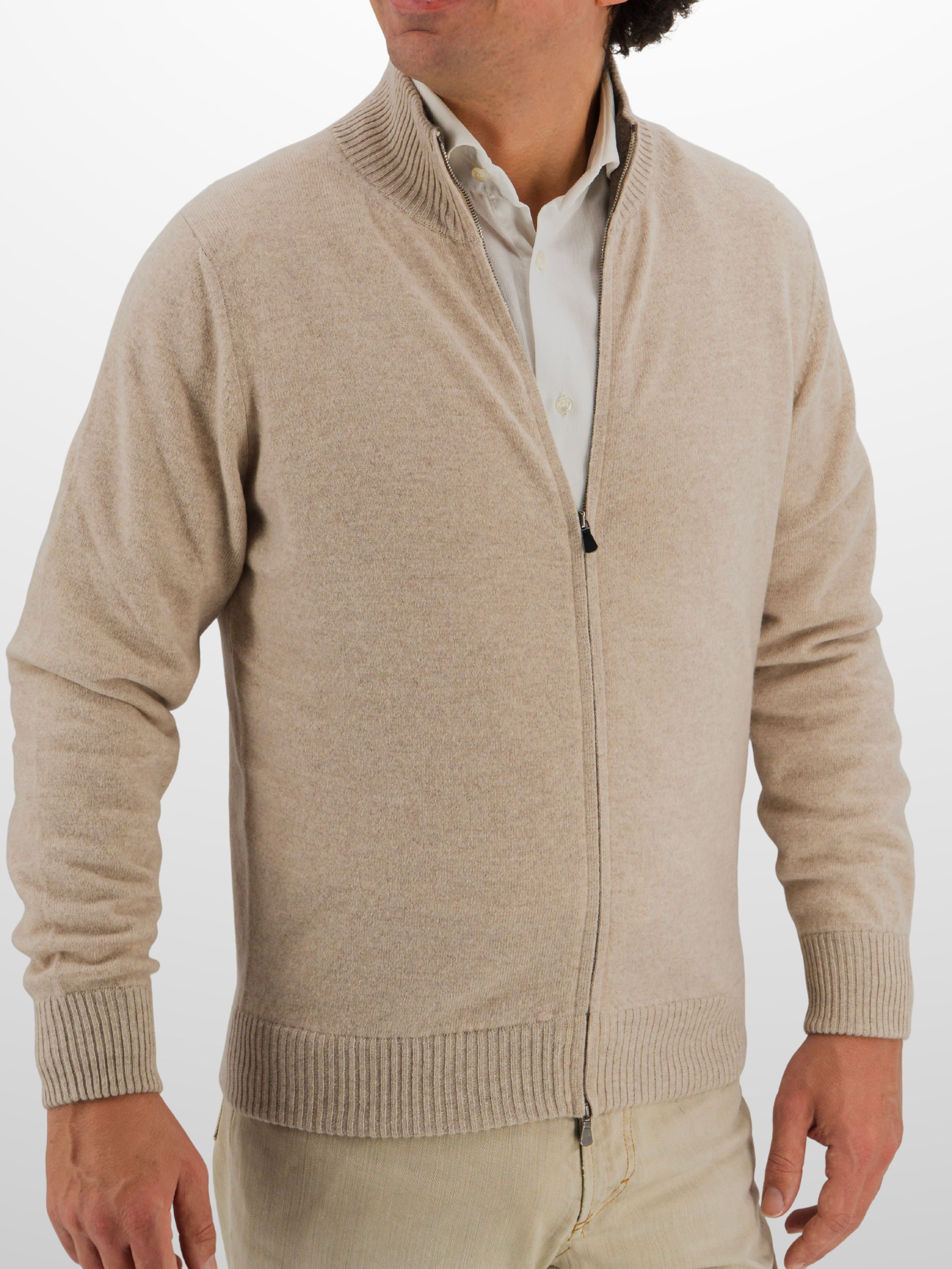 Full Zip 100% Cashmere Pebble