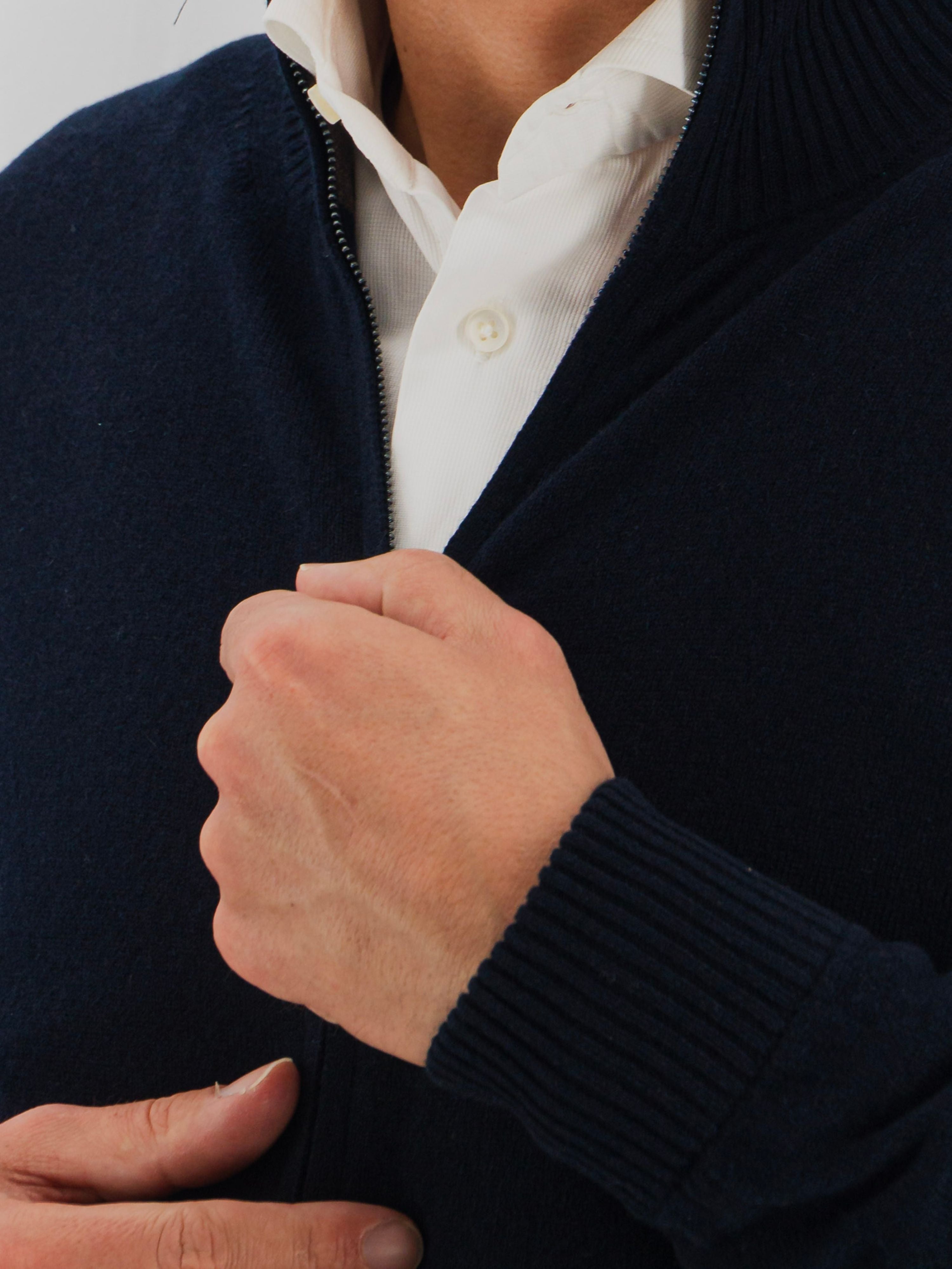 Full Zip 100% Cashmere Blu Navy