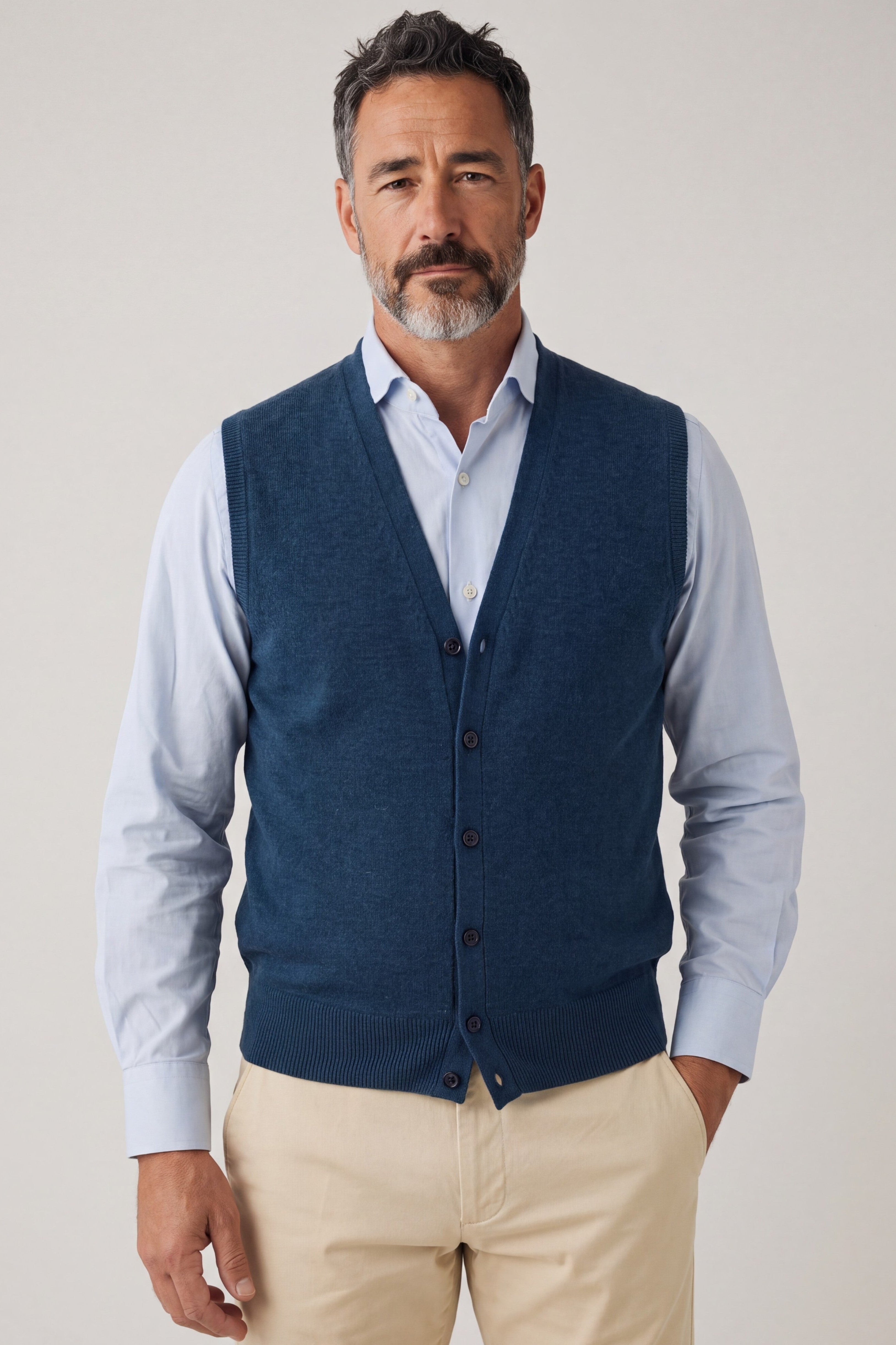 BUTTON GILET PRUSSIA 100% CASHMERE