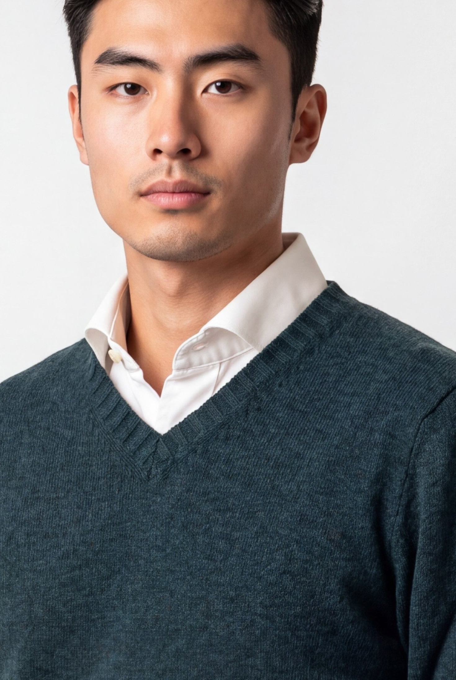 Scollo V Nuvola Verde Notte 100% Cashmere