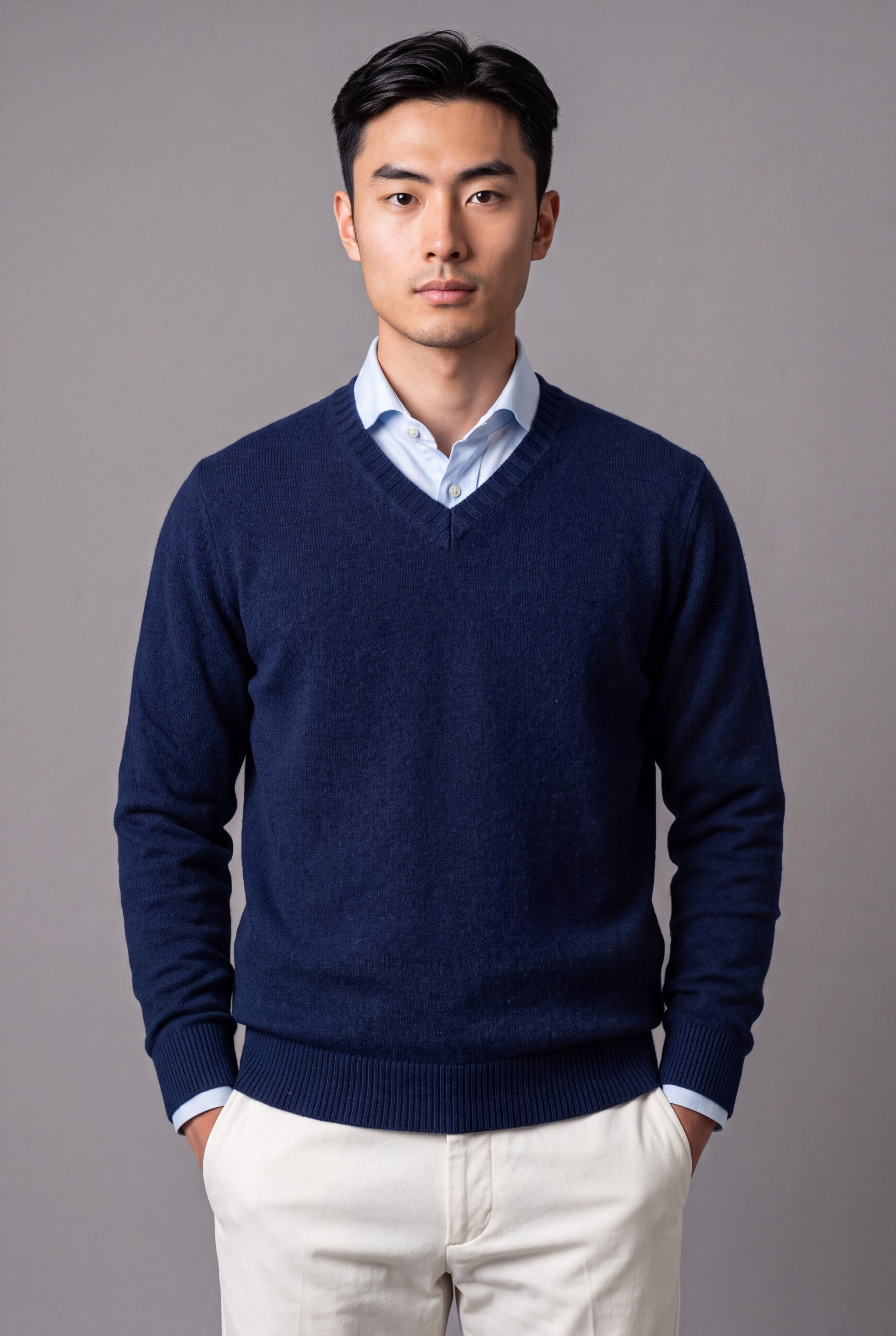 Scollo V Inchiostro 100% Cashmere