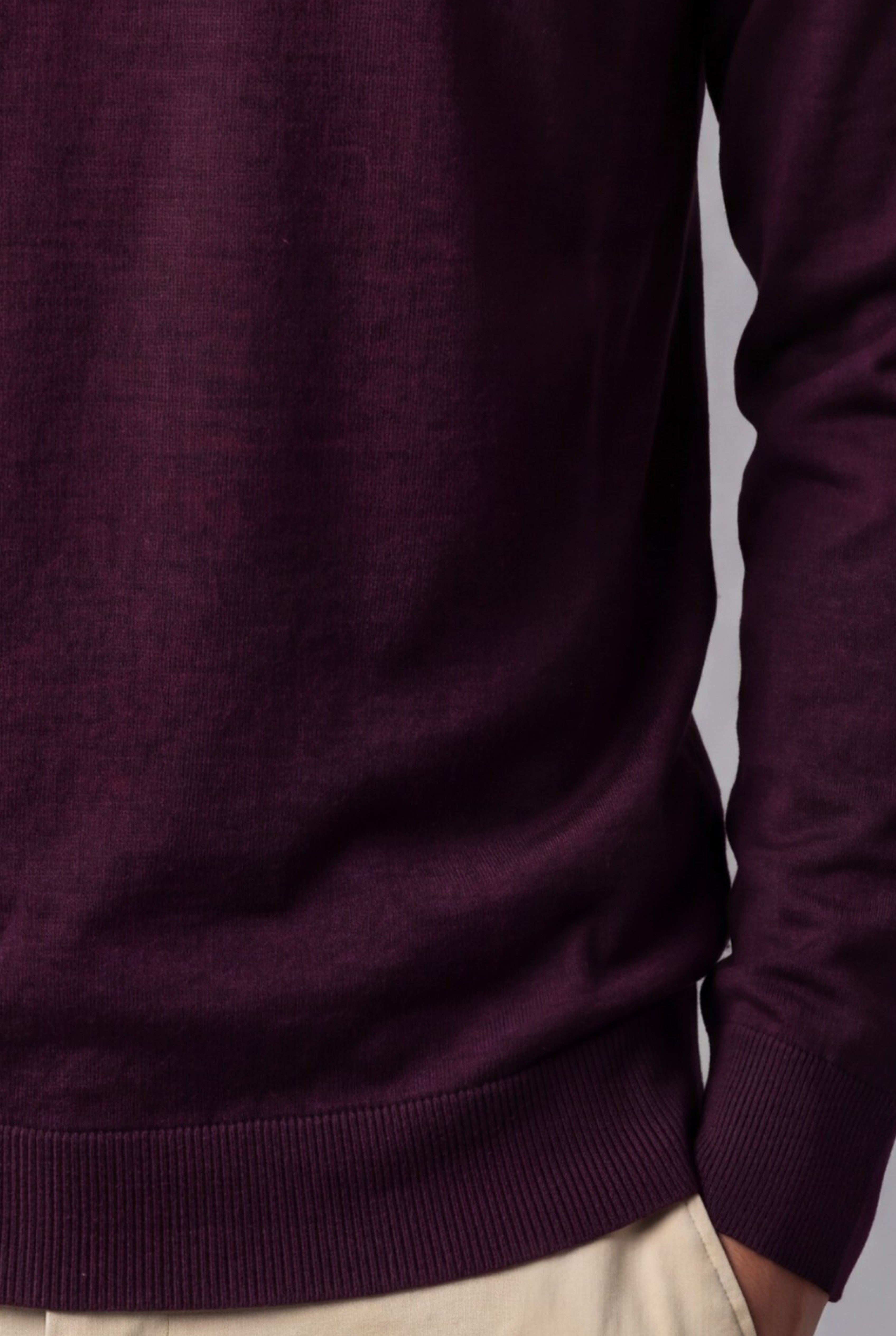 Crewneck Blackberry Wine Cashmere Wool and Silk