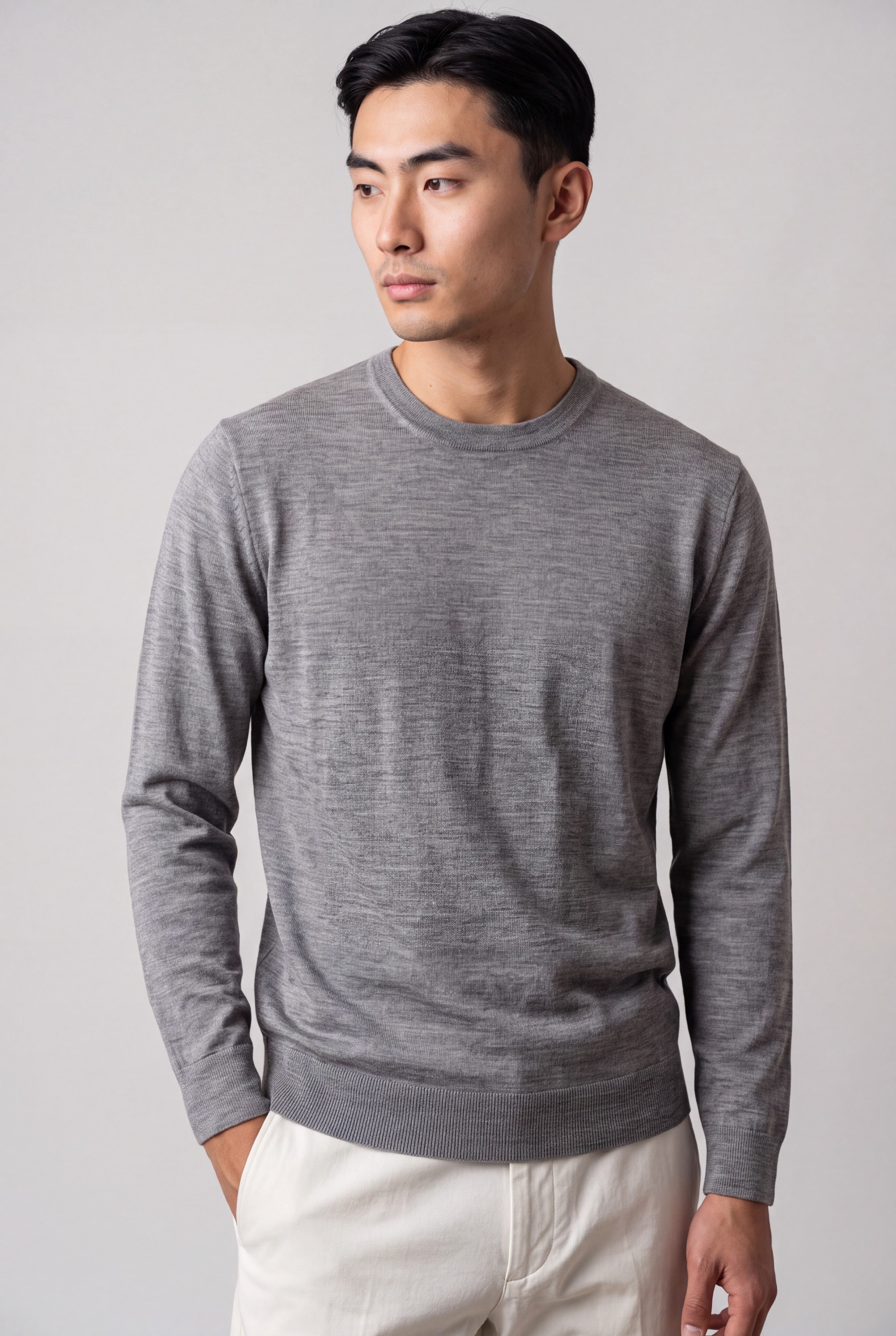 Girocollo cool grey Cashmere Lana e Seta