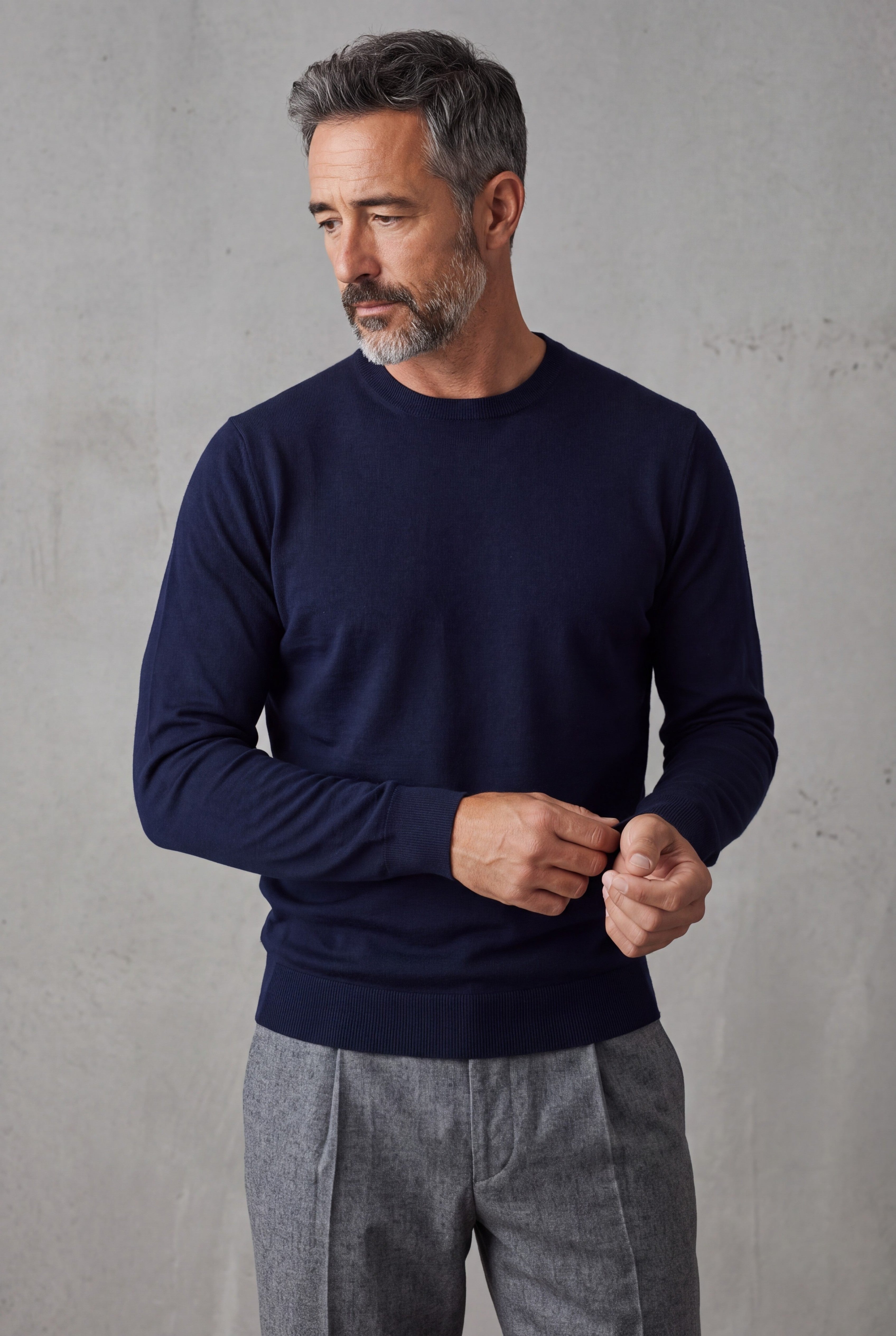 Girocollo Blu Notte Cashmere Lana e Seta