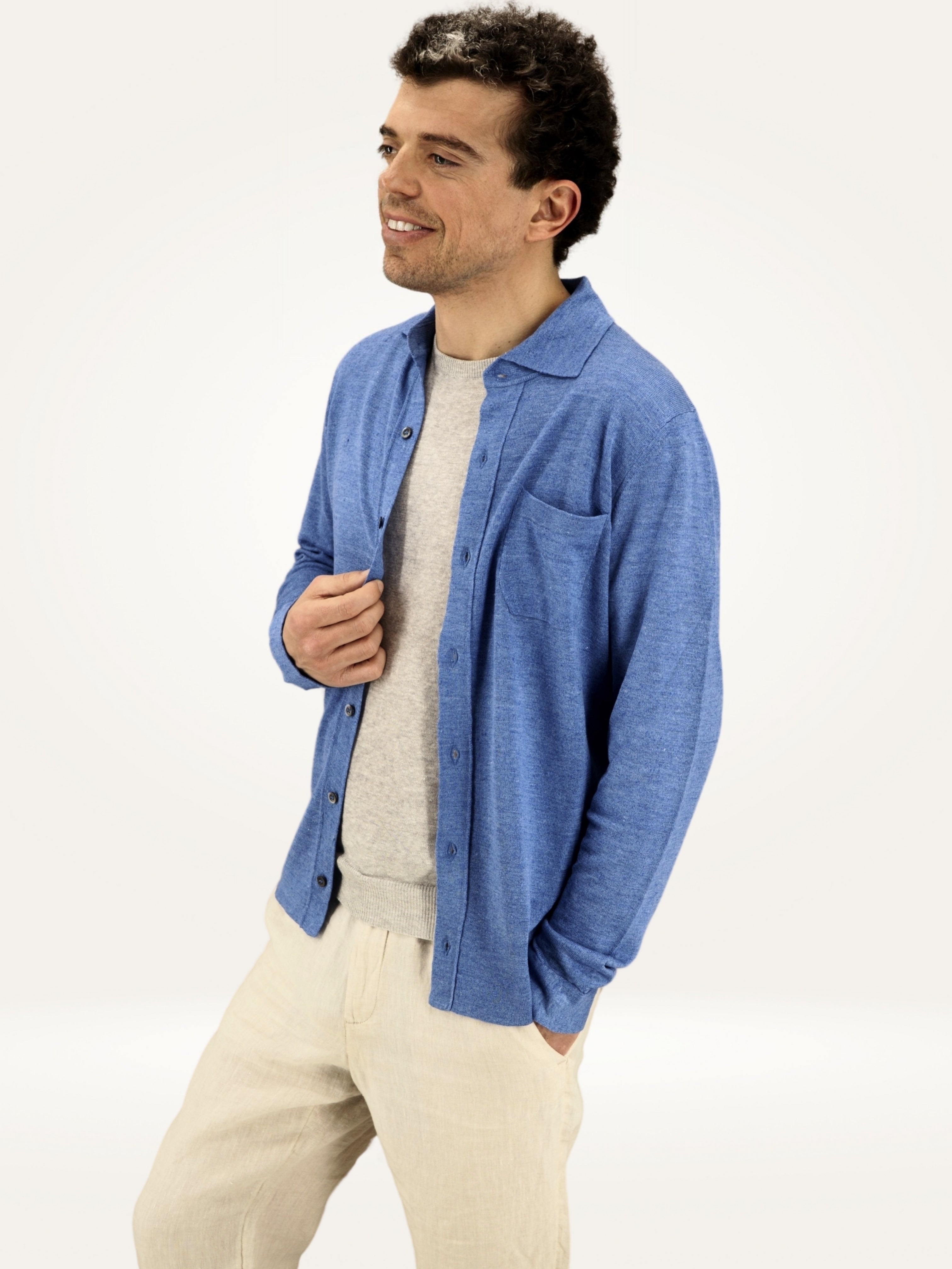 Knitted Shirt Riviera 70% Linen 30% Silk