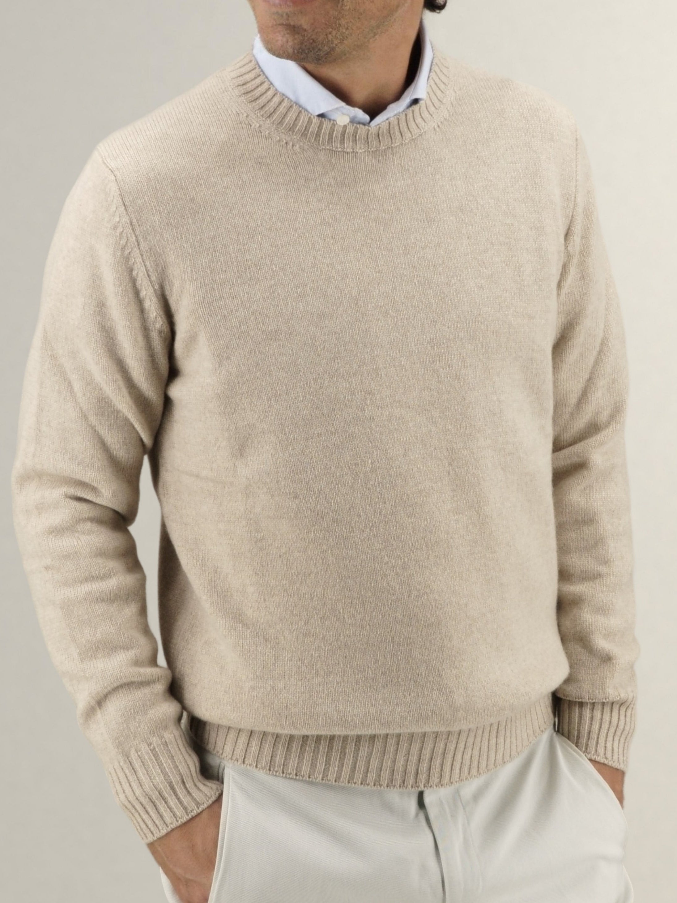 Girocollo Fleece Wheat 100% Cashmere