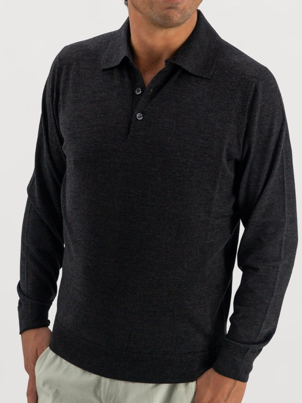 Polo in maglia Grafite Cashmere Lana e Seta