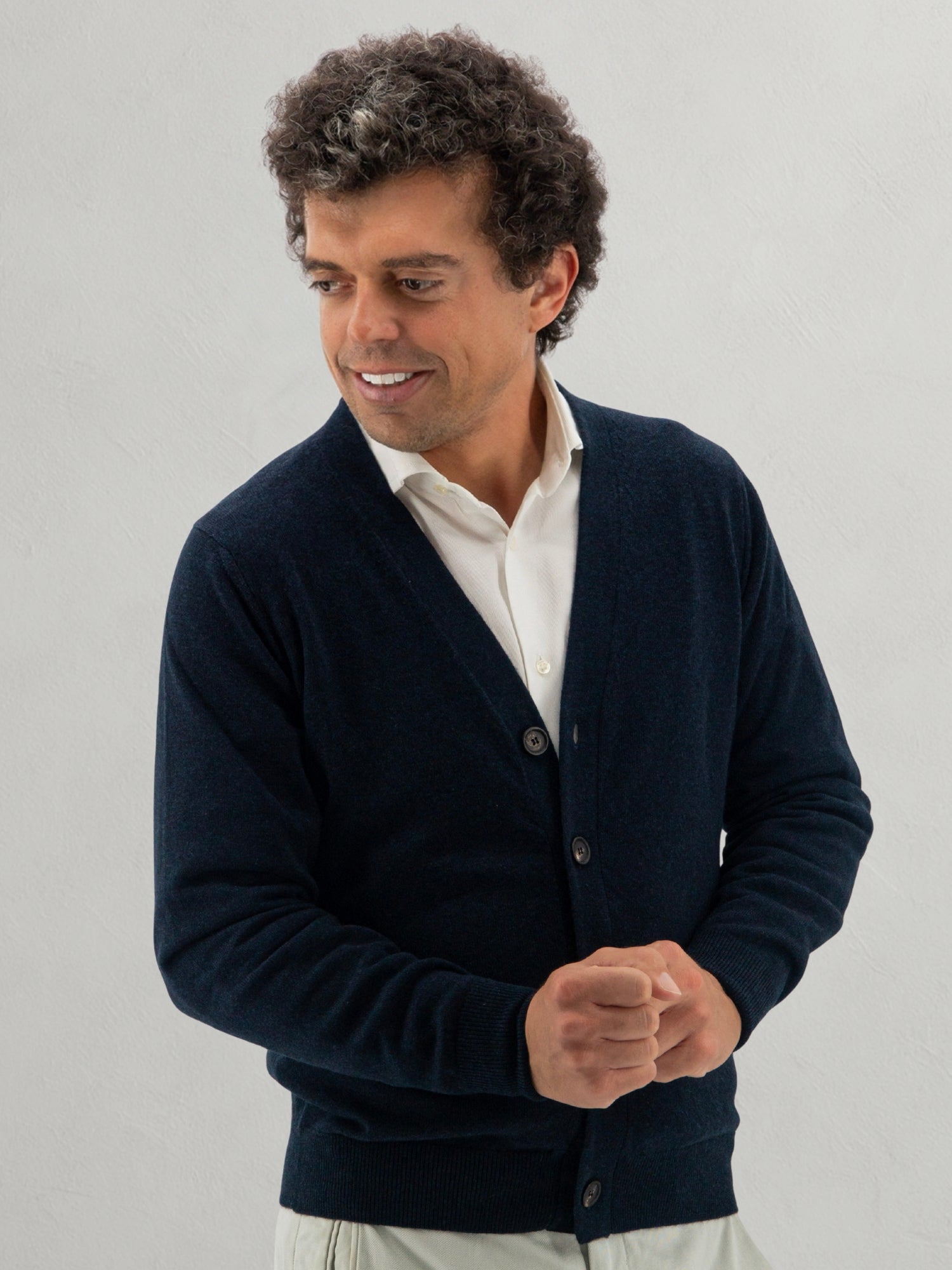 Cardigan 2 Ply 100% Cashmere - Moka