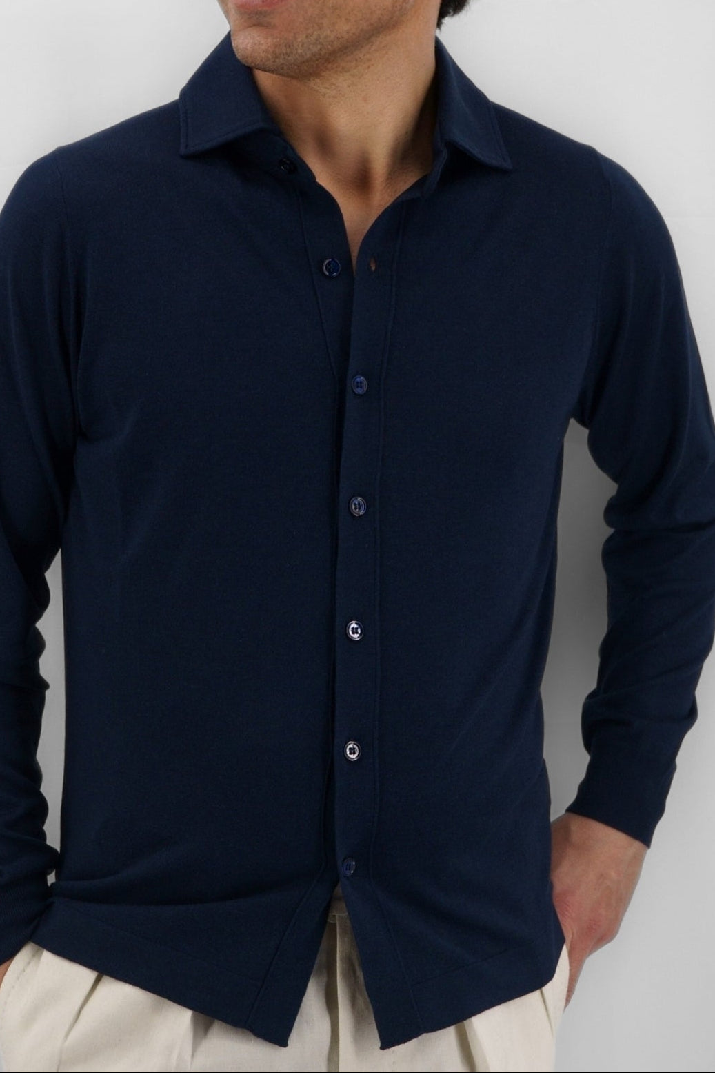 Knit Shirt Midnight Blue 100% Silk