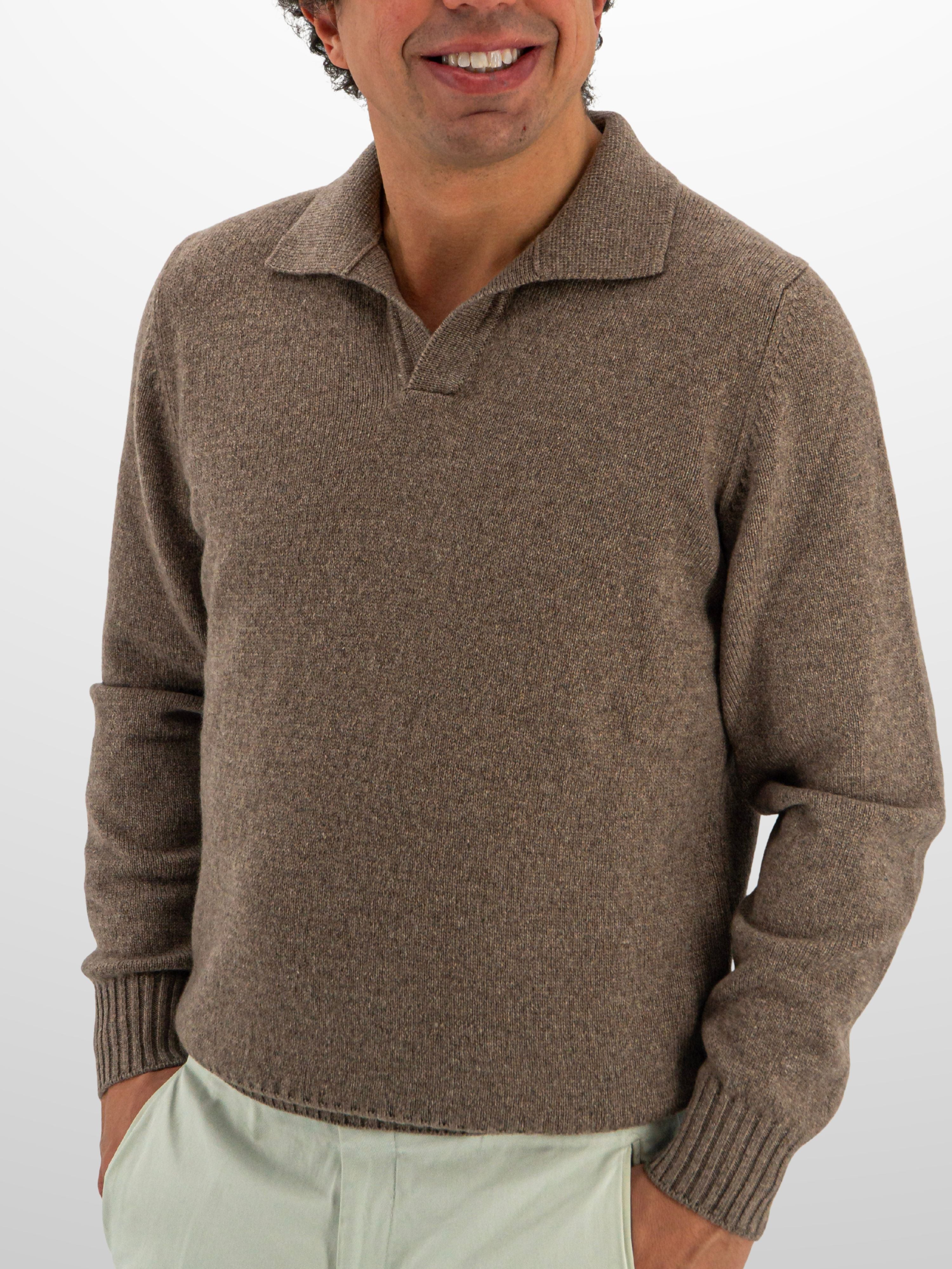 Polo Sweater 100% Cashmere Noce
