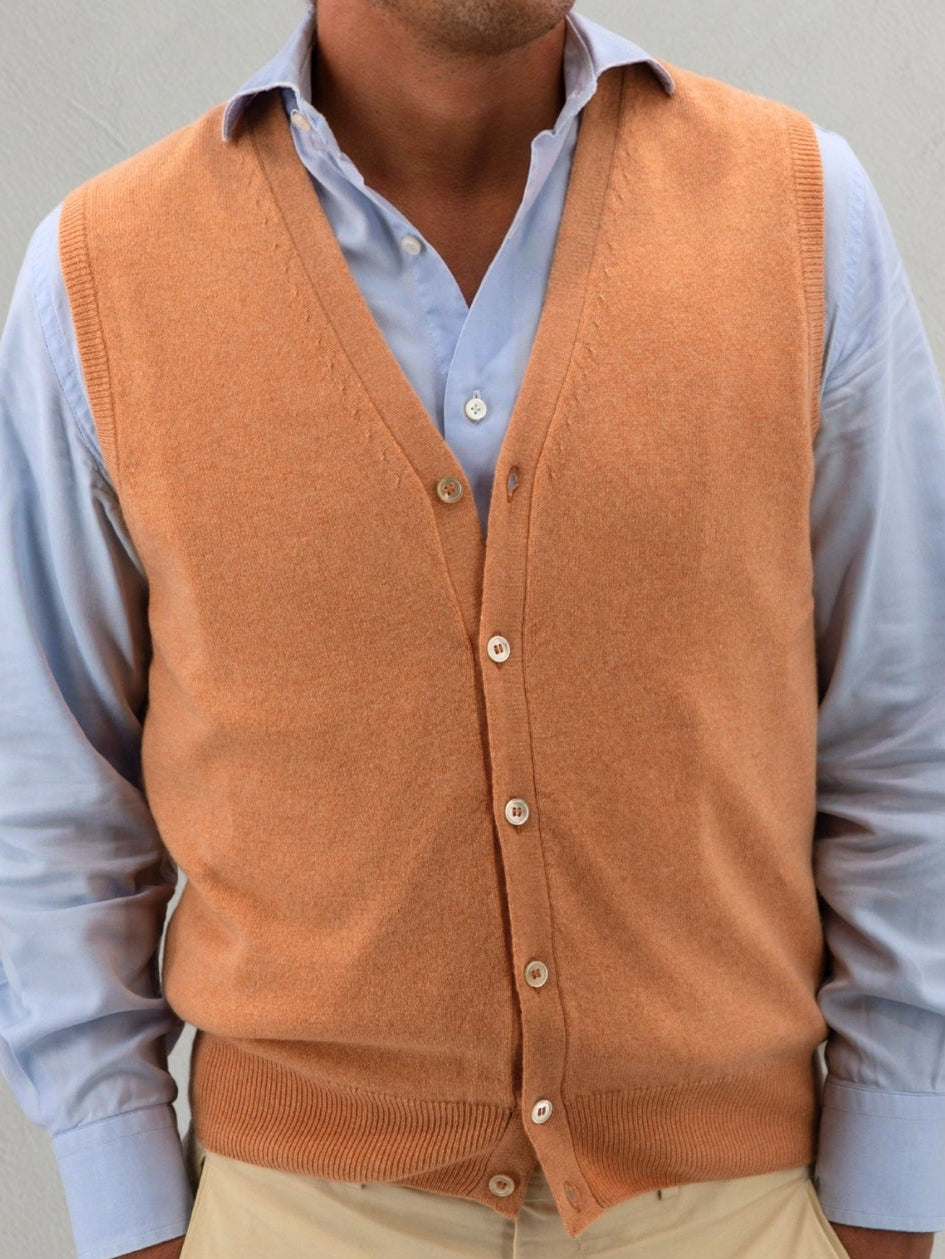 GILET BOTTONI APRICOT 100% CASHMERE