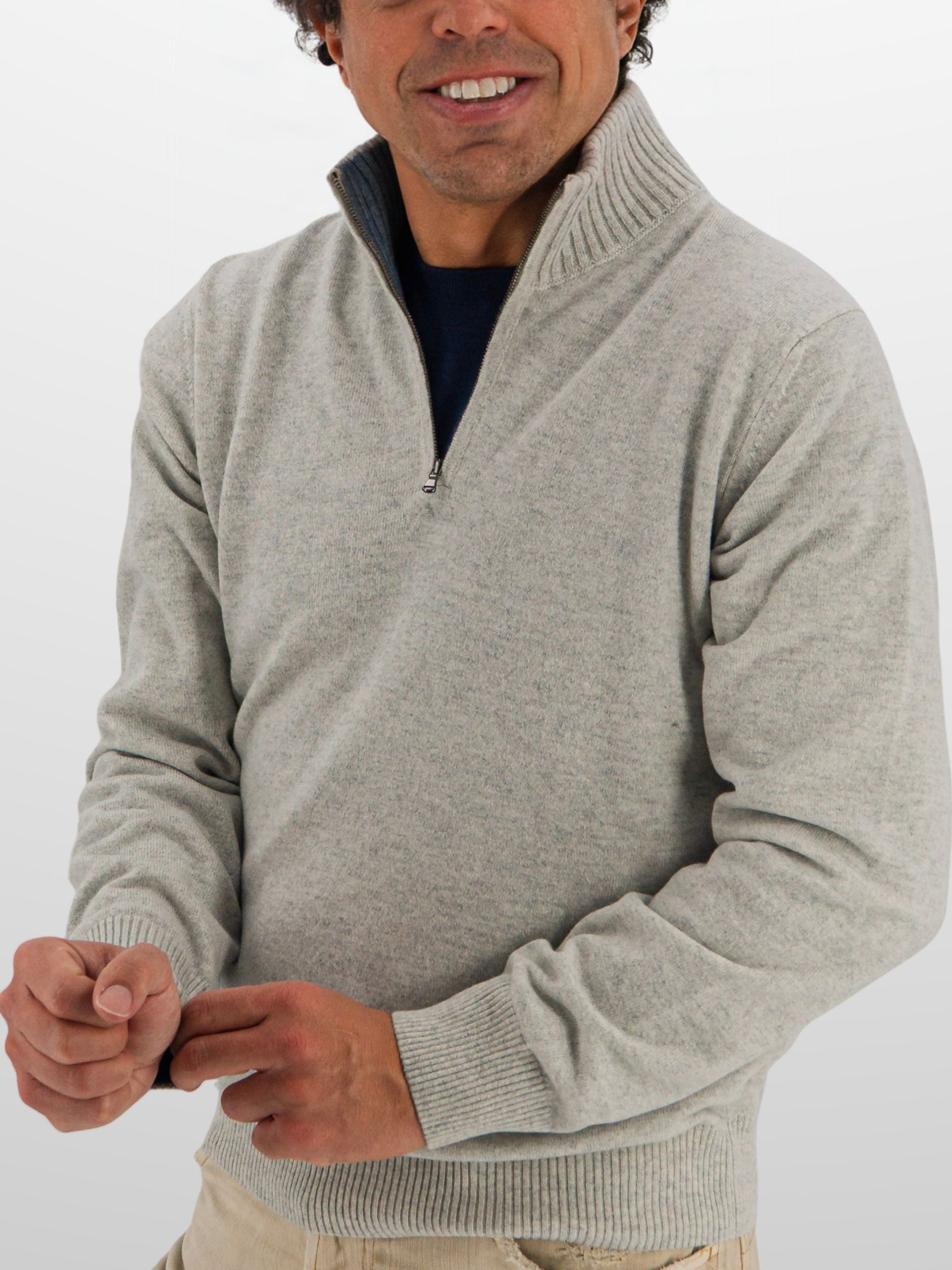 Mezza Zip 100% Cashmere Selenite