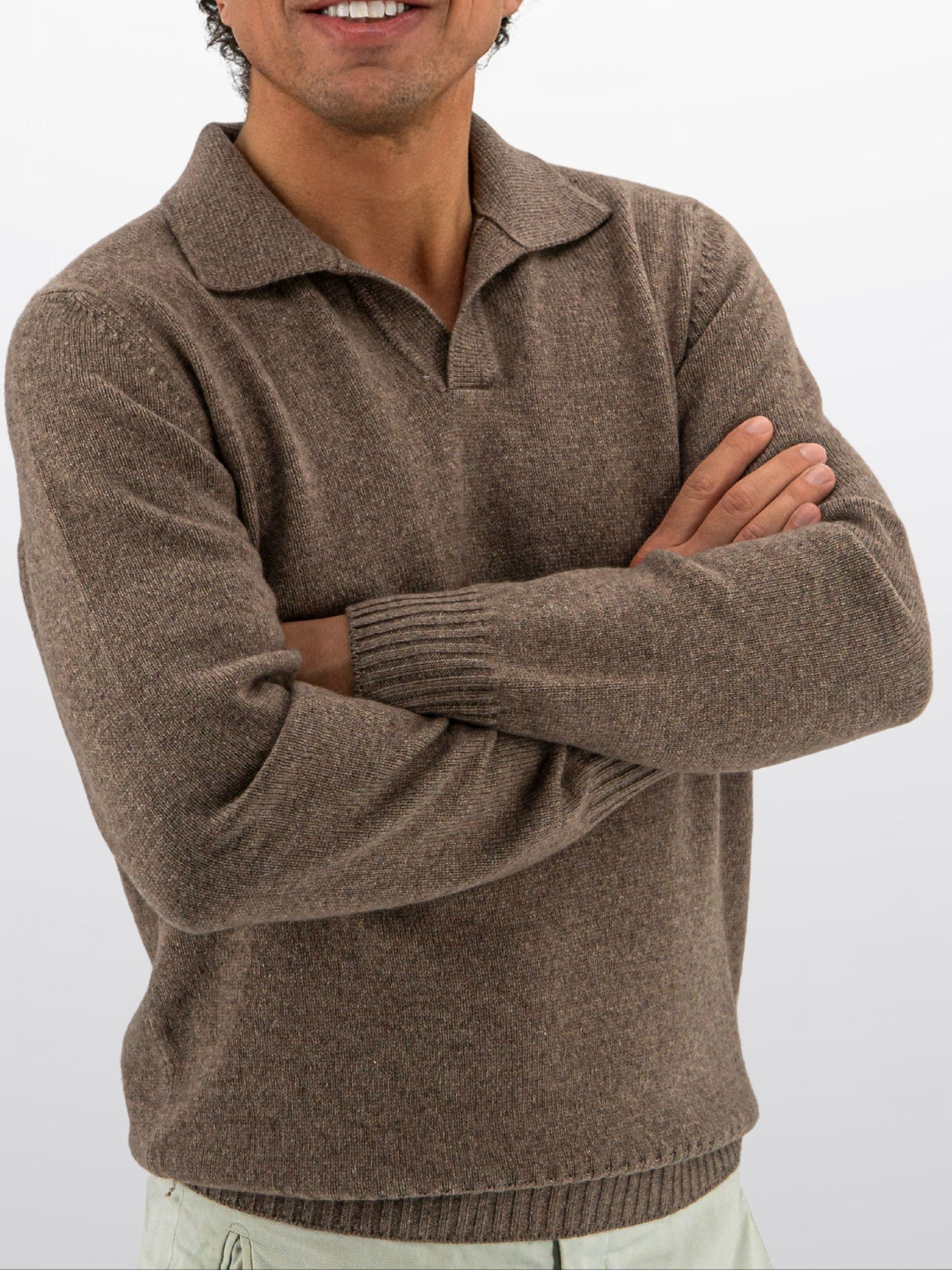 Maglia Polo 100% Cashmere Noce