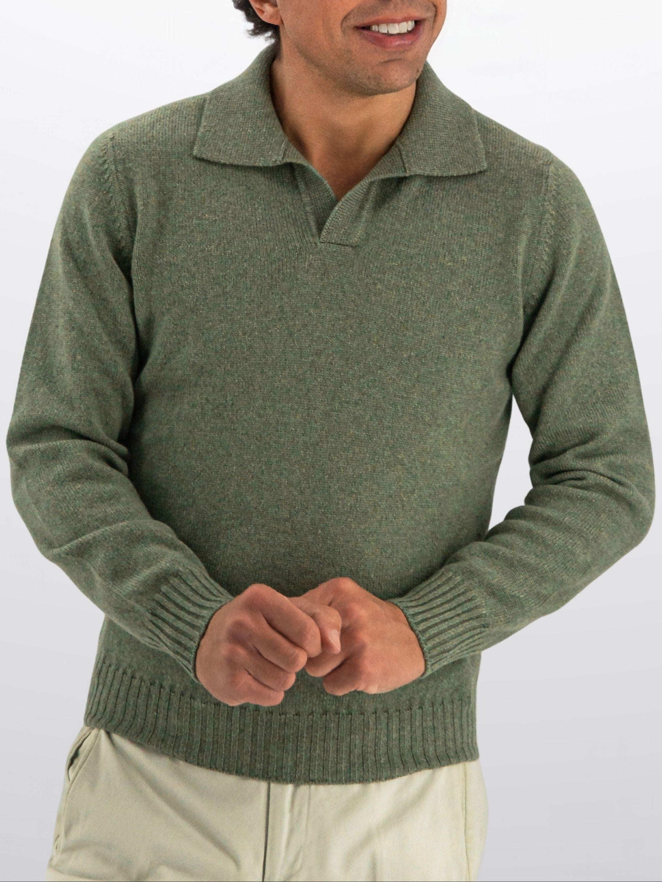 Polo Sweater 100% Cashmere Verde