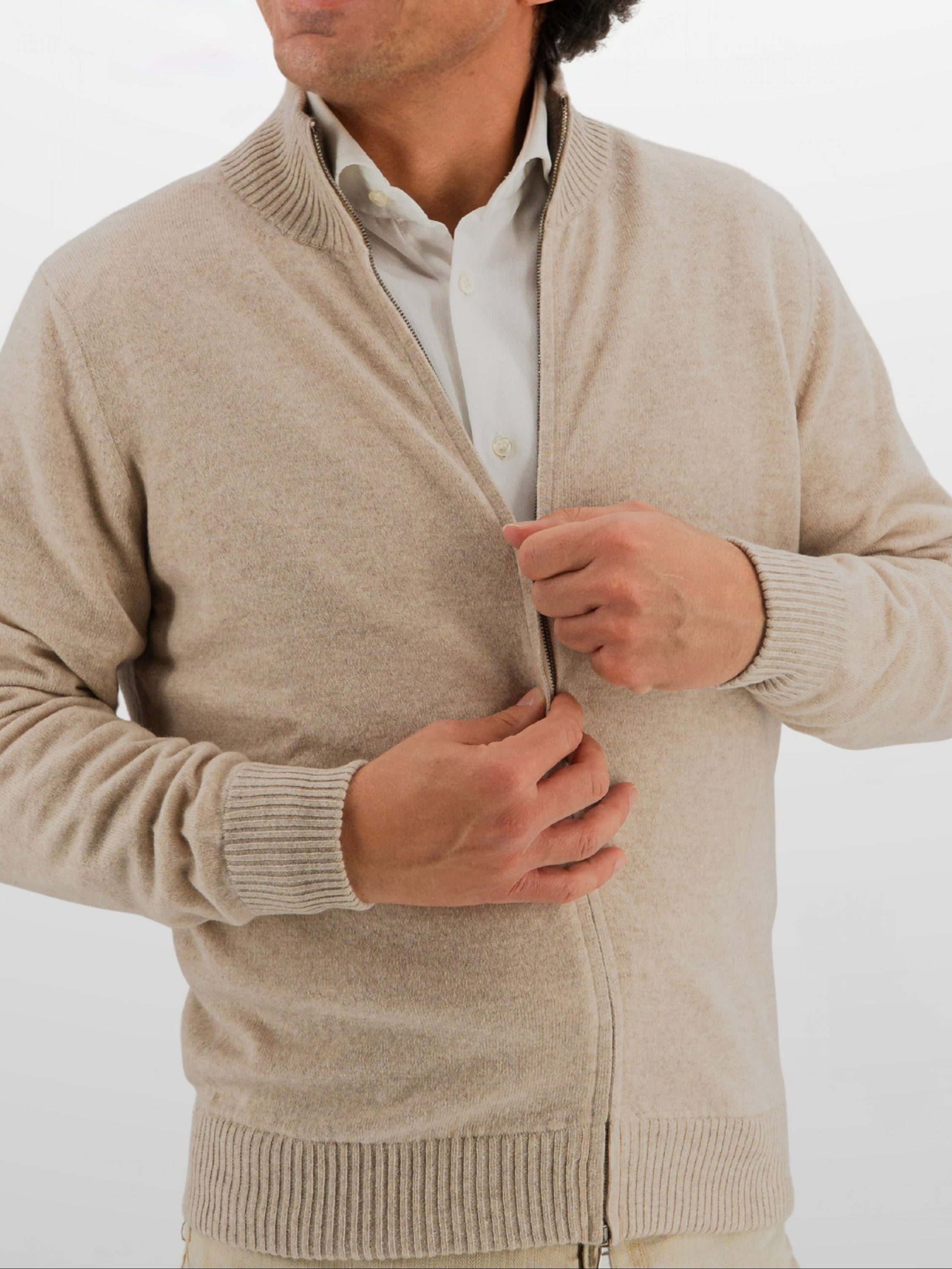 Full Zip 100% Cashmere Pebble