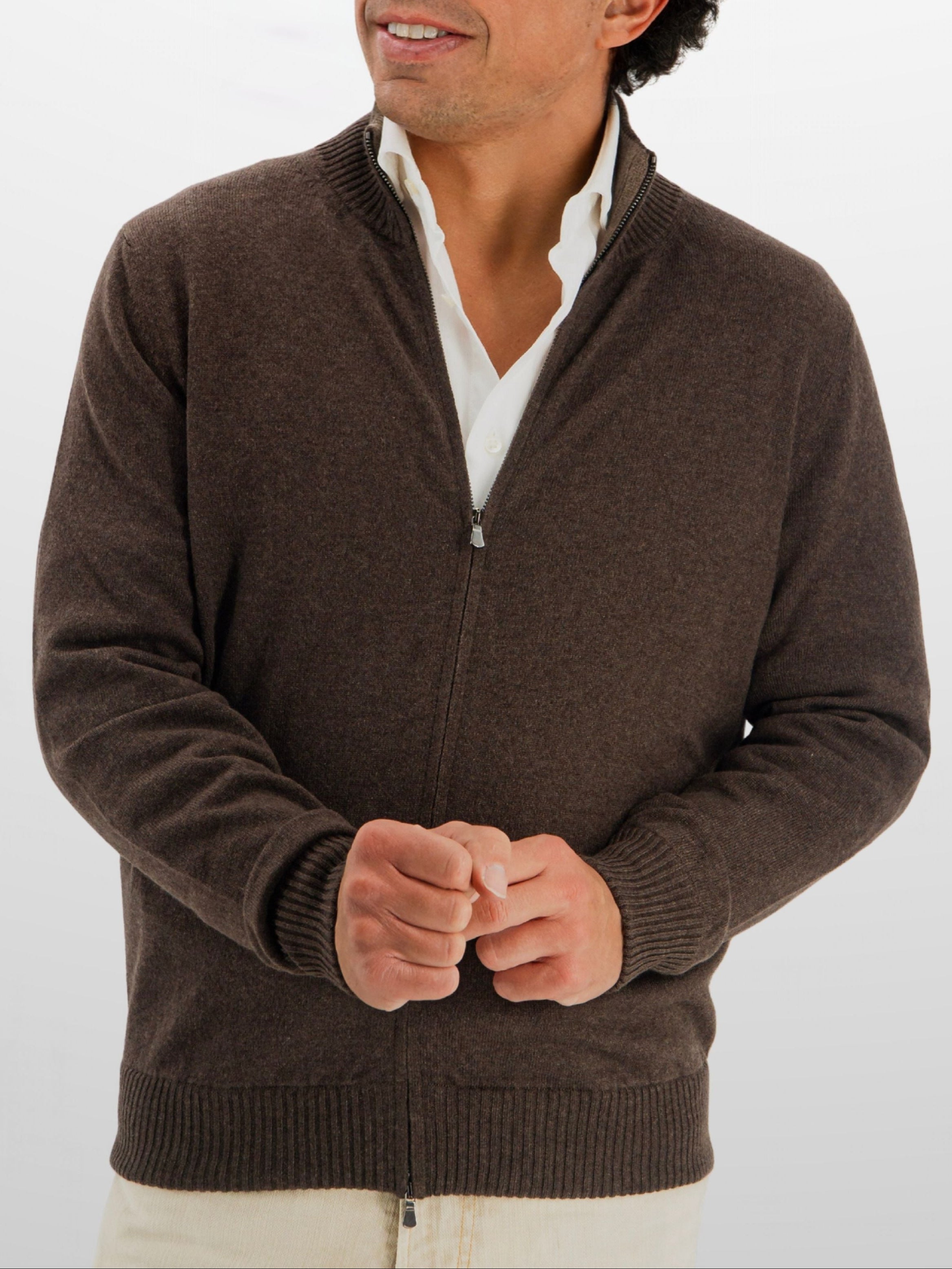 Full Zip 100% Cashmere Peat