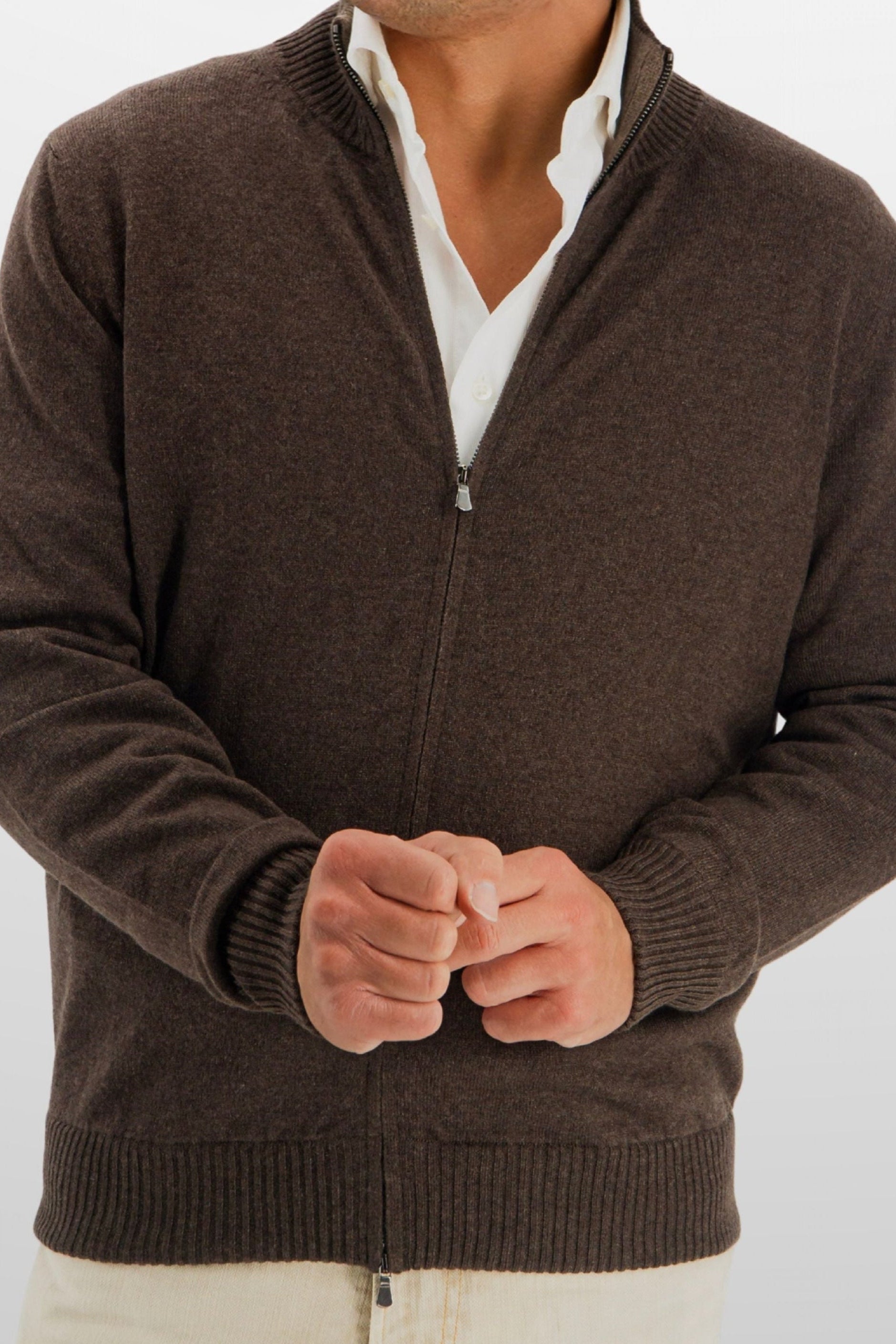 Full Zip 100% Cashmere Peat