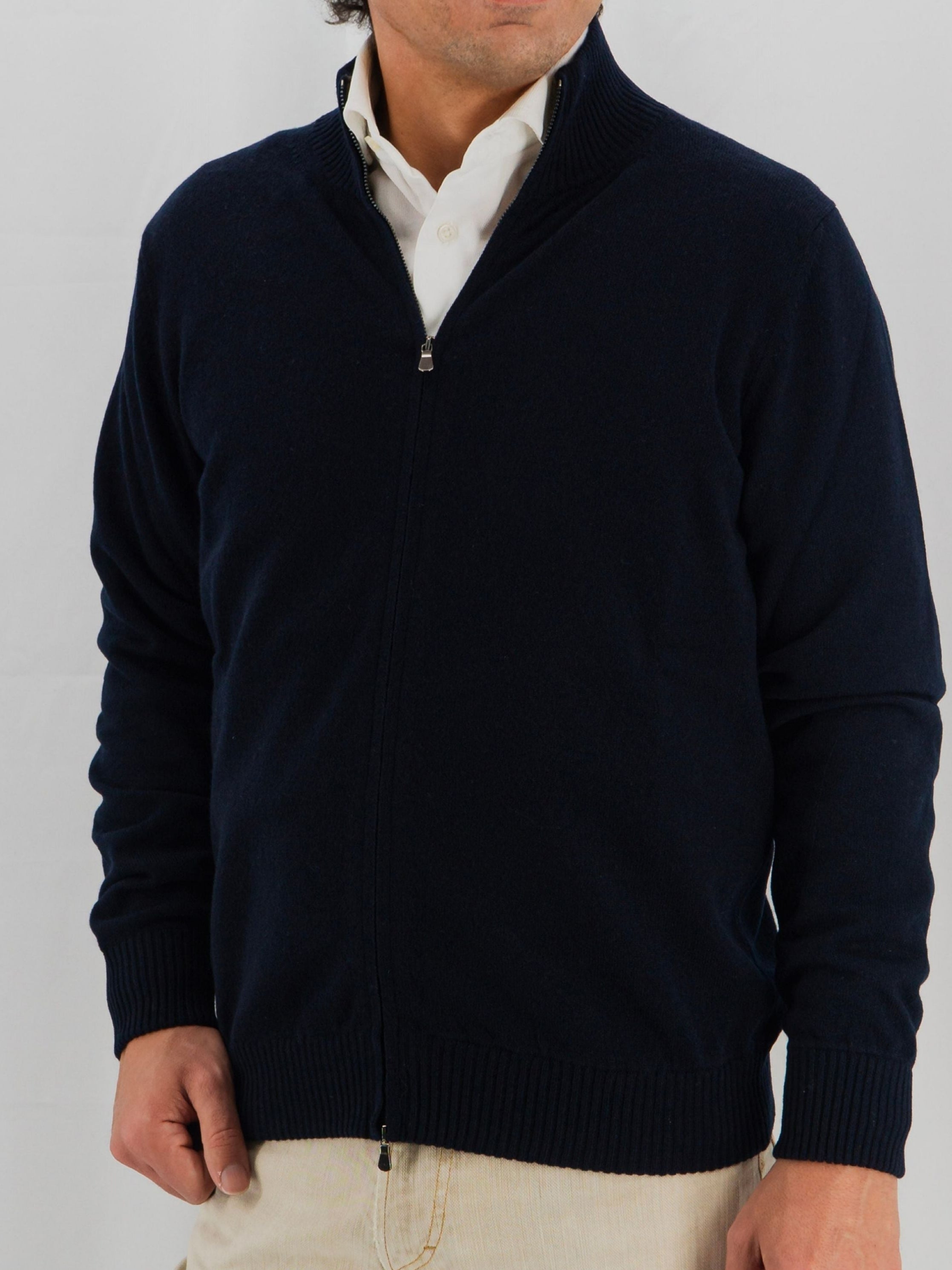 Full Zip 100% Cashmere Blu Navy
