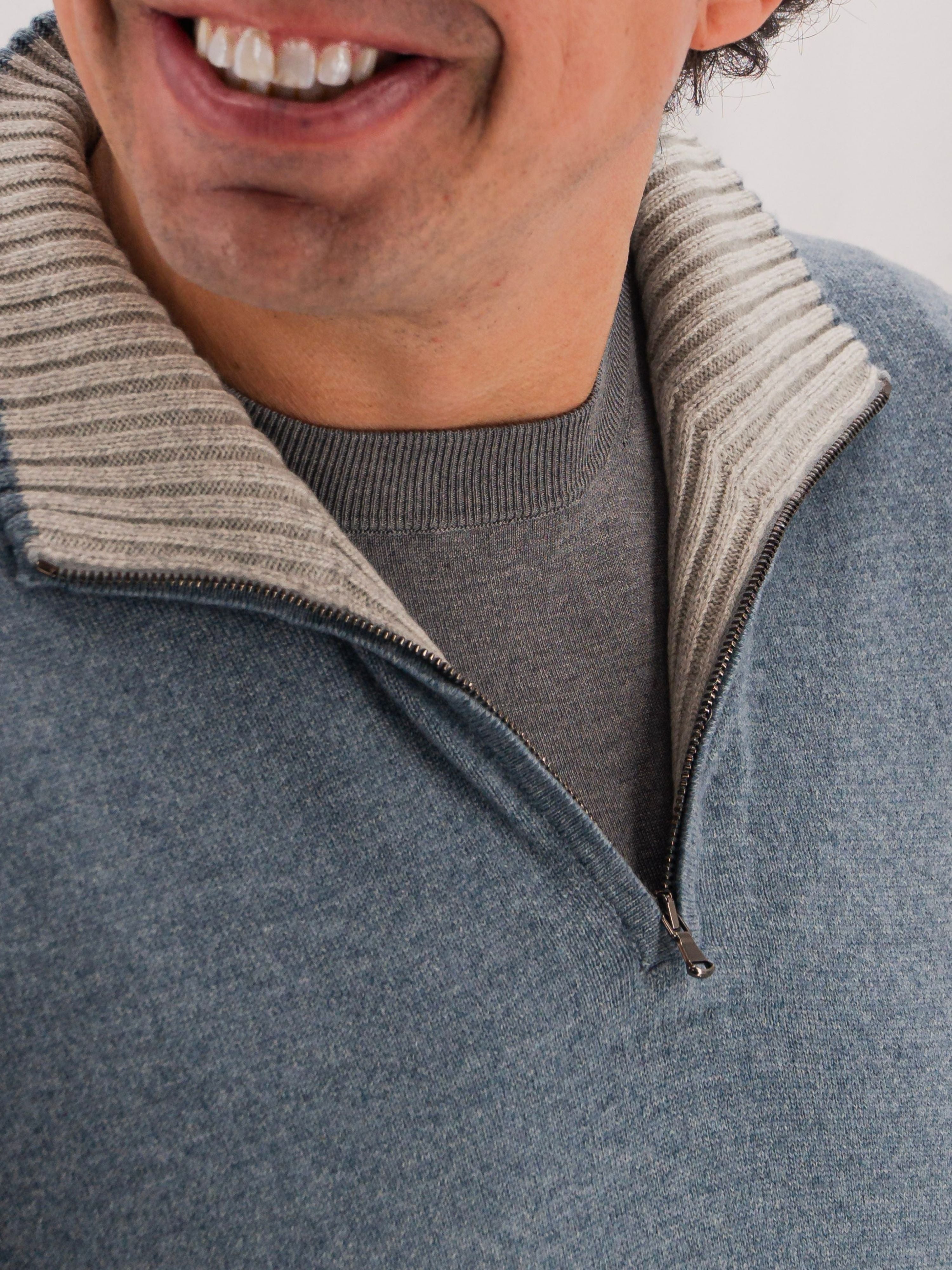 Half Zip 100% Cashmere Oxford