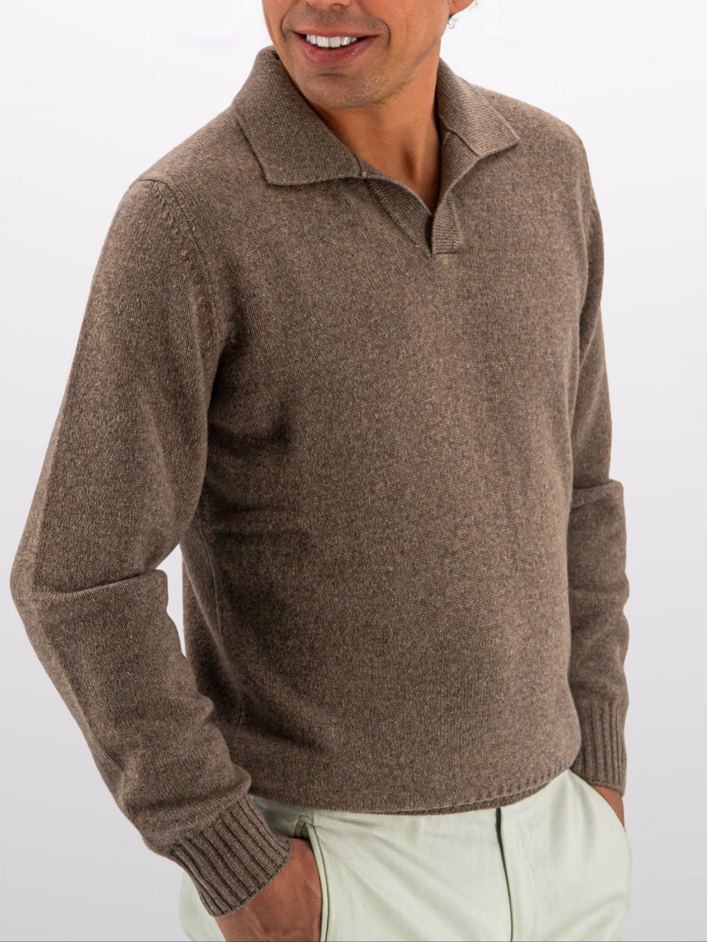 Maglia Polo 100% Cashmere Noce
