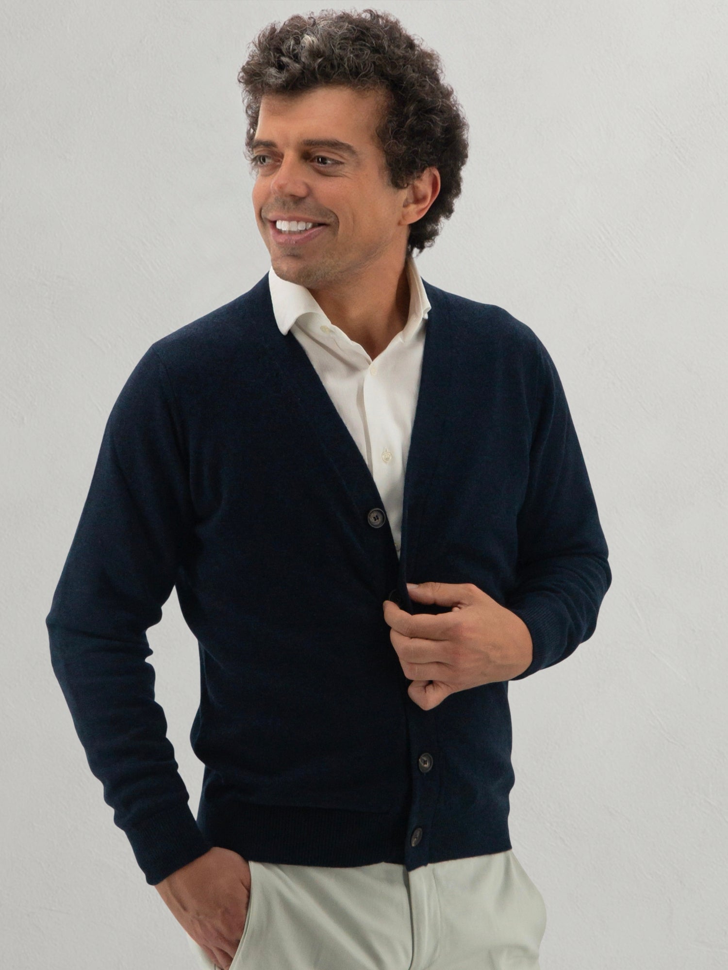 Cardigan 2 Ply 100% Cashmere - Moka