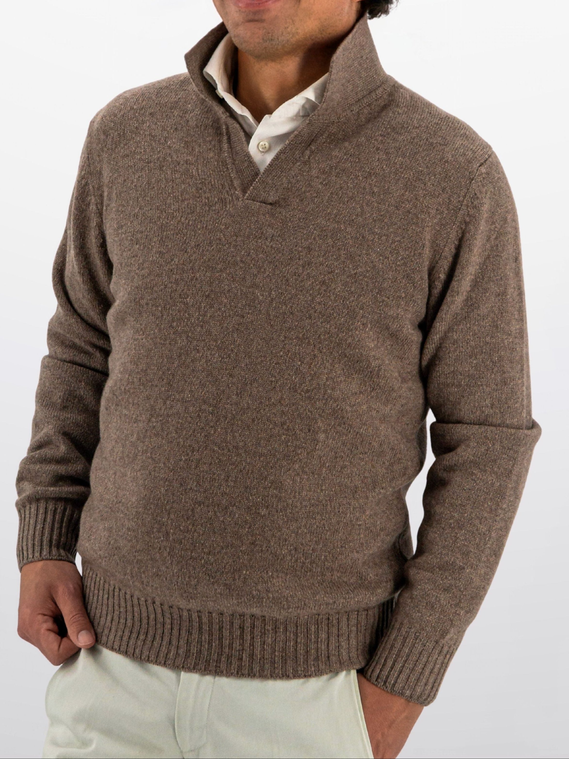 Polo Sweater 100% Cashmere Noce