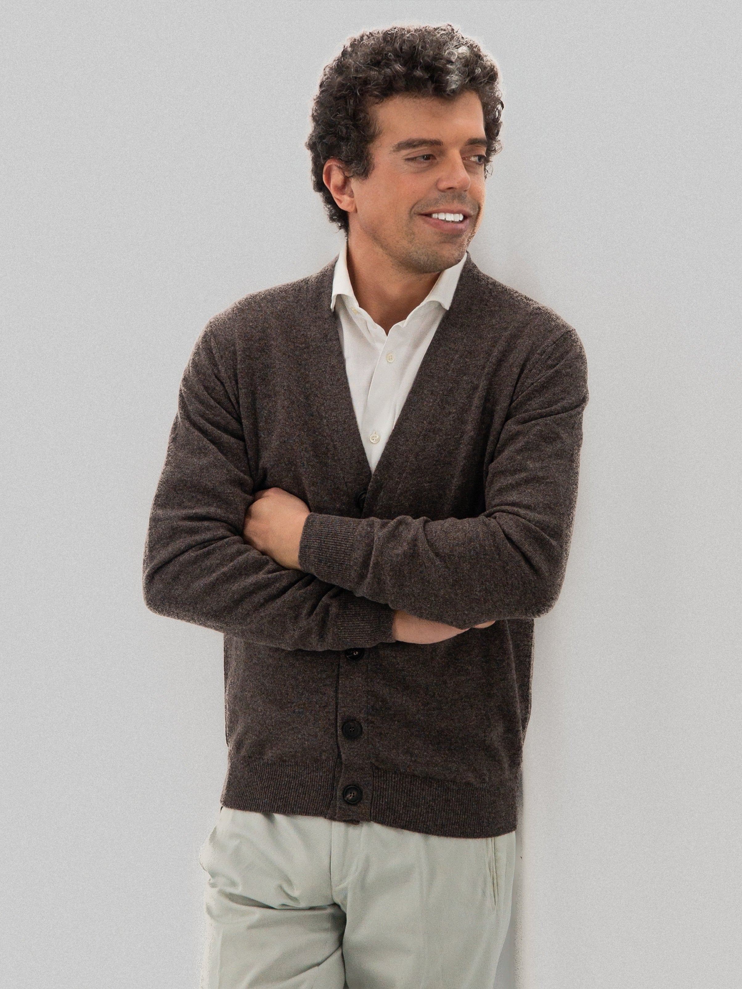 Cardigan 2 Ply 100% Cashmere - Moka