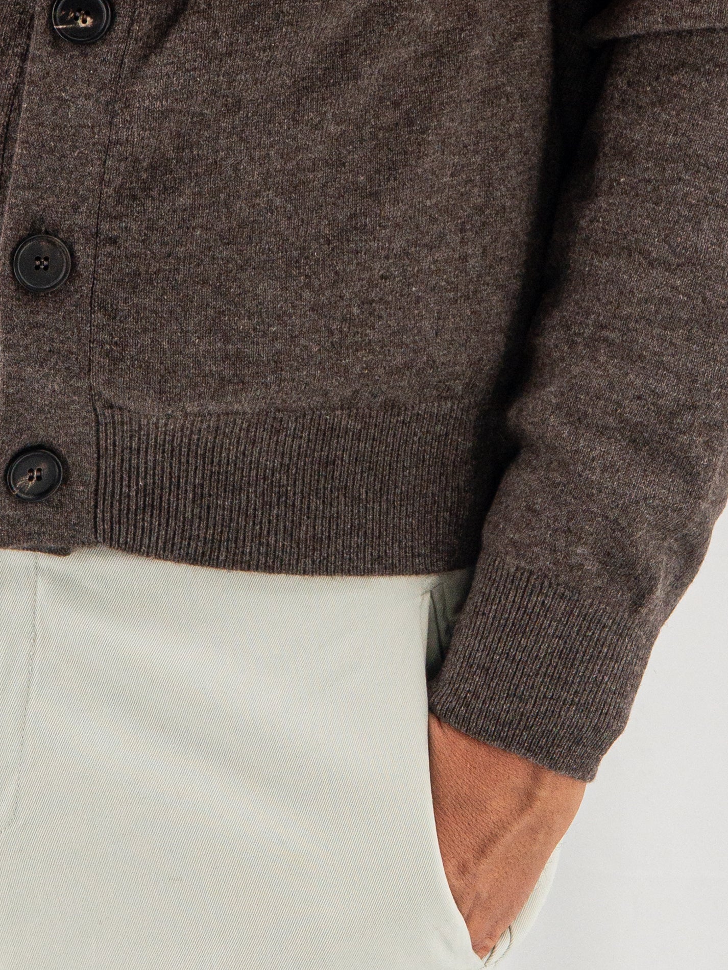 Cardigan 2 Fili 100% Cashmere - Moka