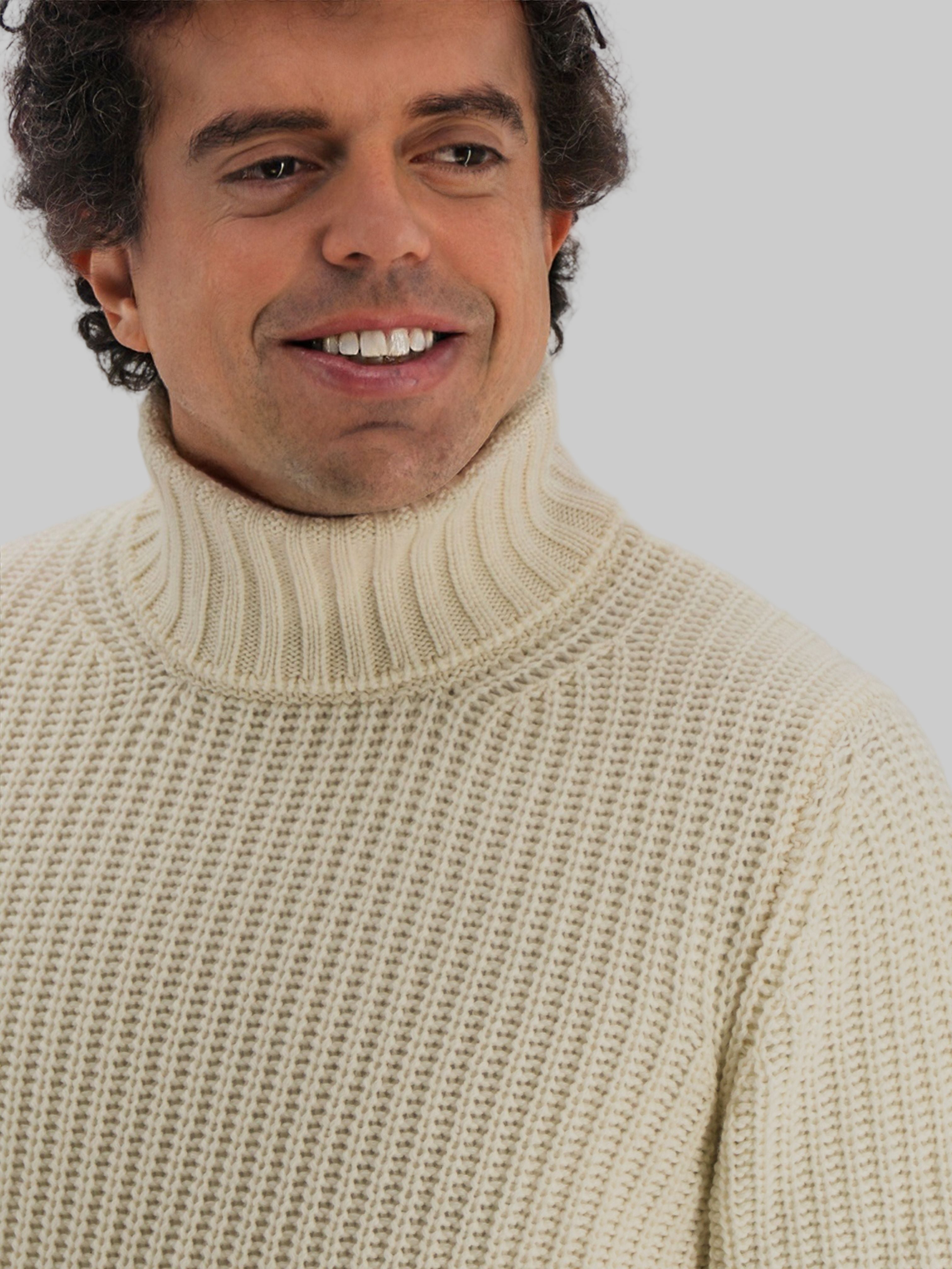 Cob Turtleneck Panna 100% Cashmere