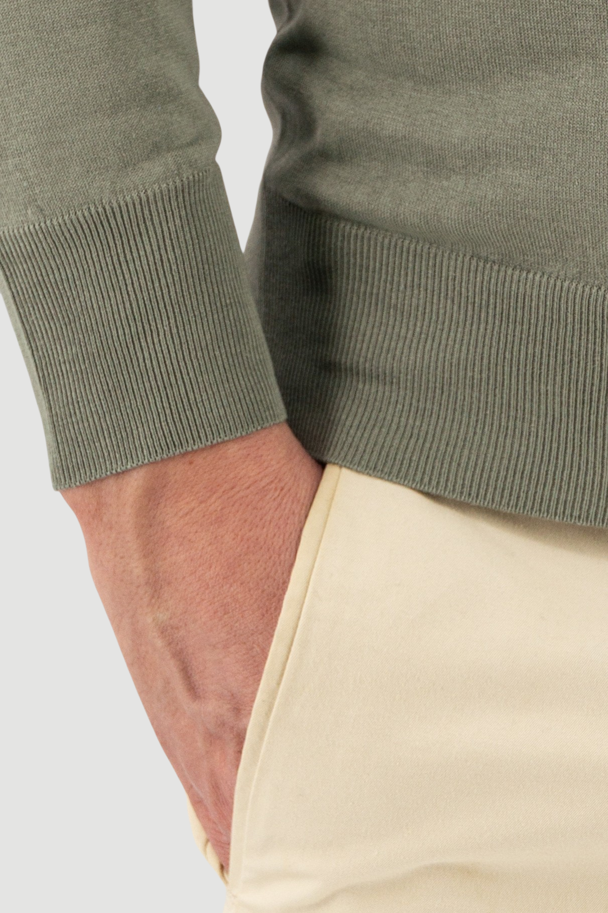 Knitted Polo Long Sleeves Salvia 100% Silk