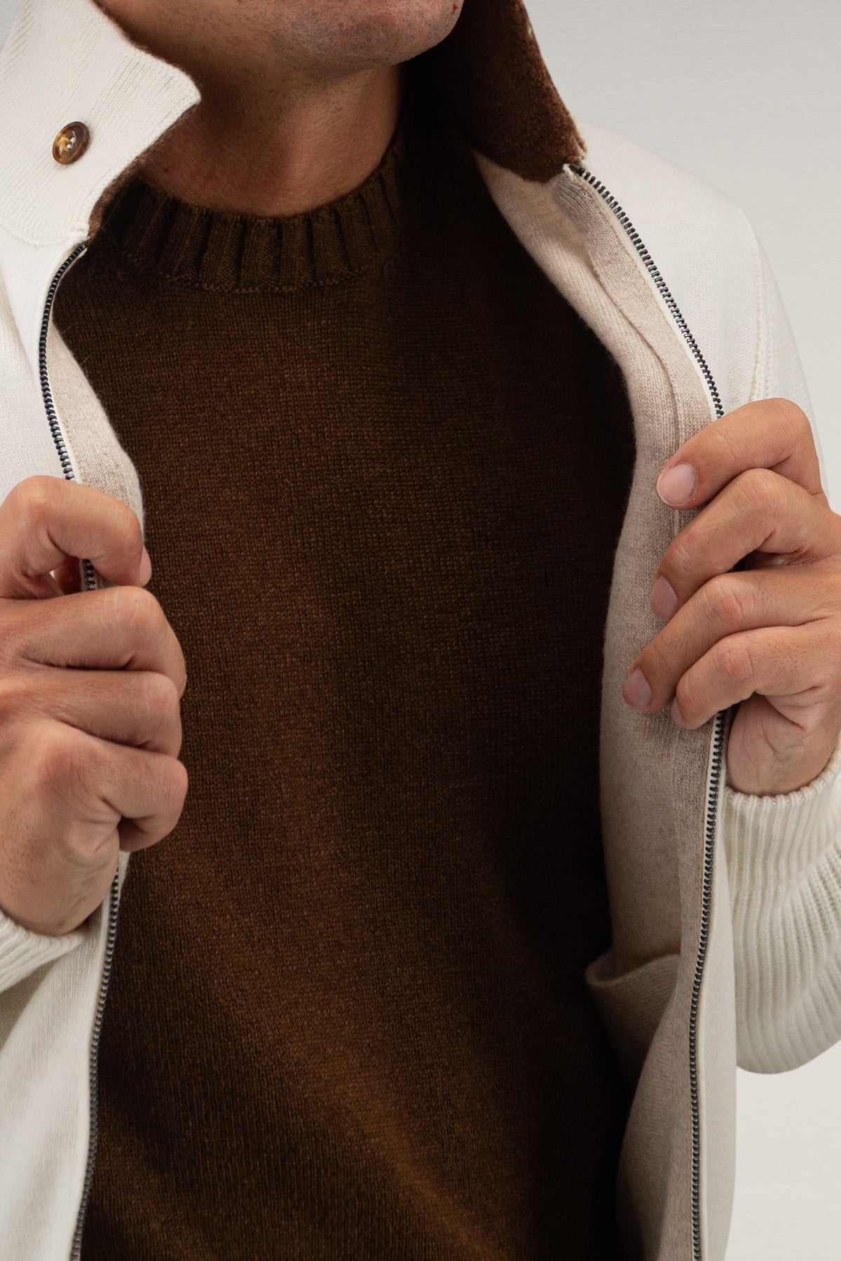 Bomber Bouclè Panna 100% Cashmere