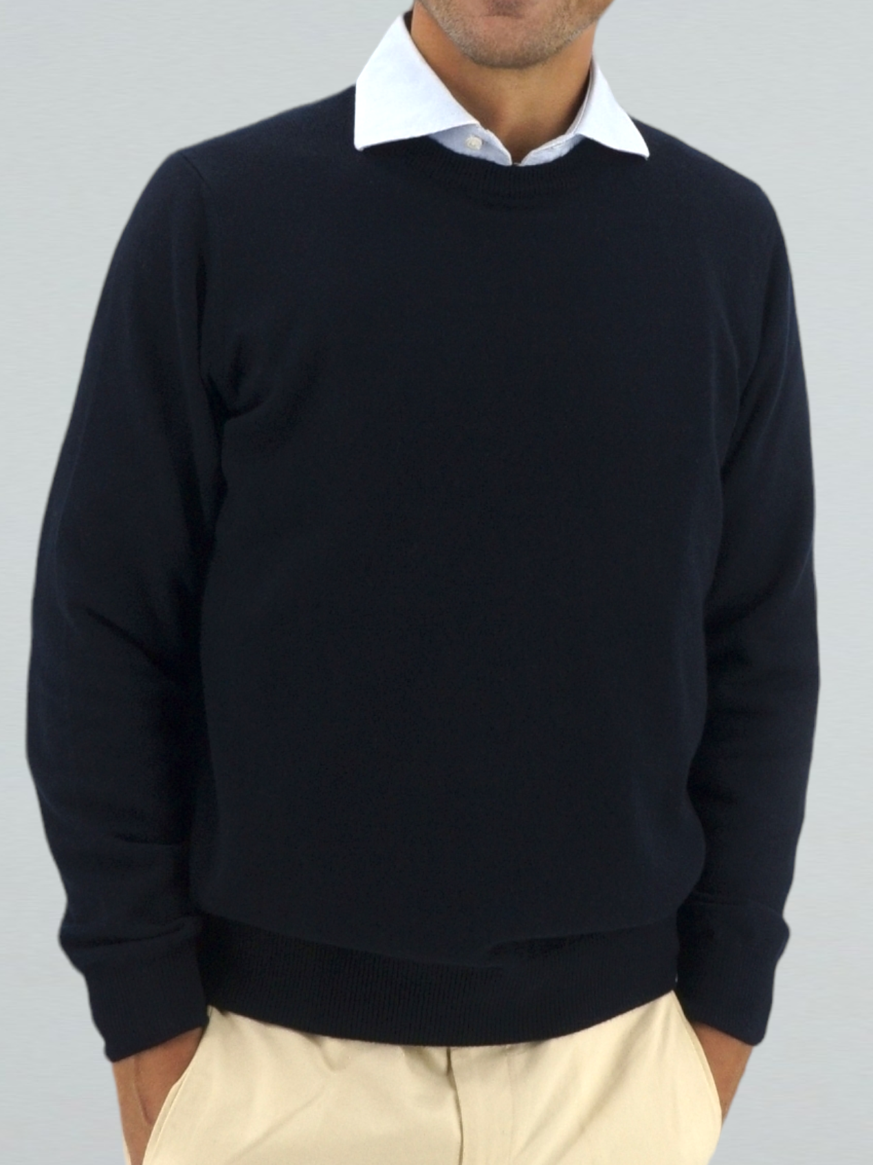 Girocollo Classic Blu Notte 100% Cashmere