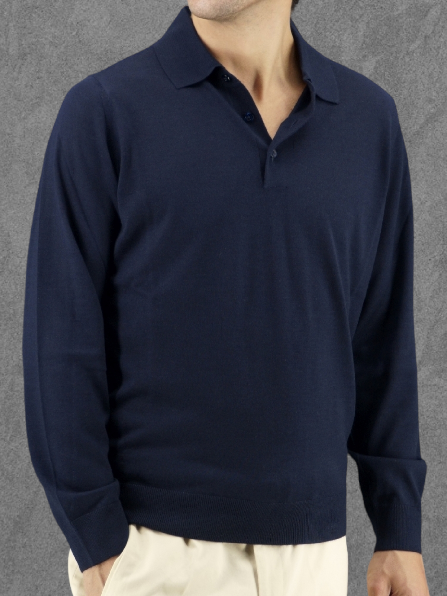 Polo in maglia Blu Notte Cashmere Lana e Seta