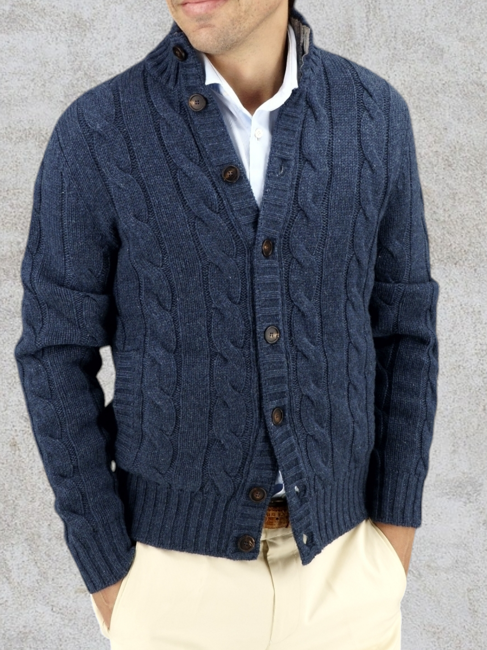 Giacca Treccia Blu di Prussia 100% Cashmere