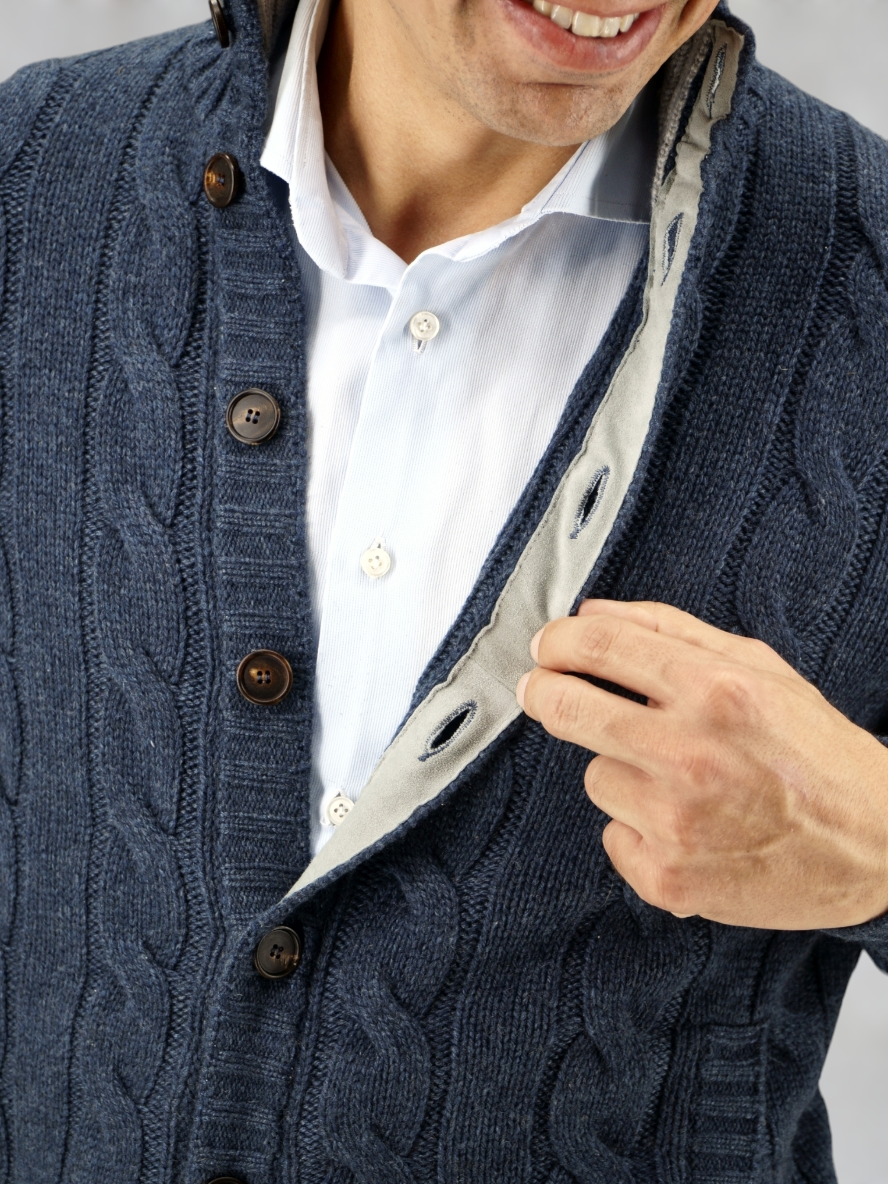 Giacca Treccia Blu di Prussia 100% Cashmere