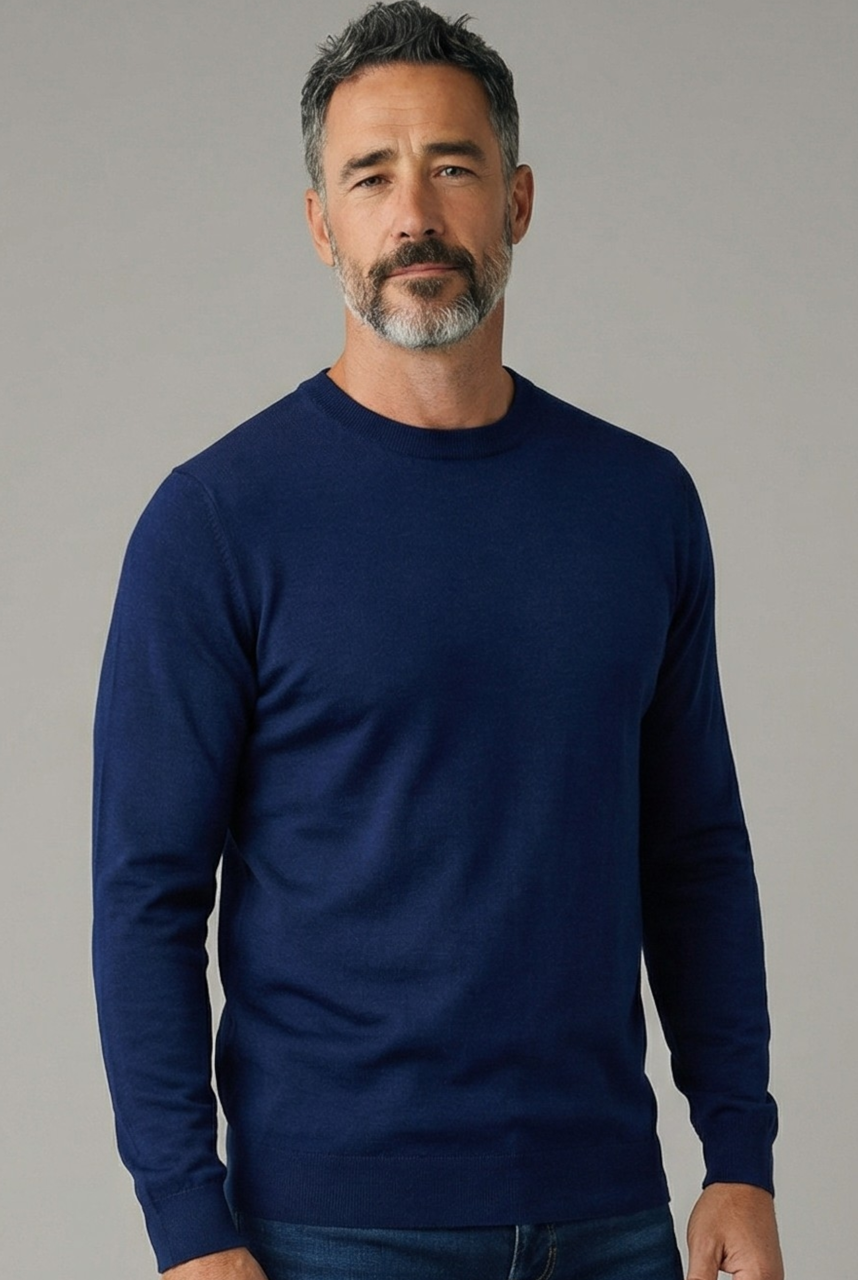 T-Shirt Maniche Lunghe Midnight Blue 100% Seta