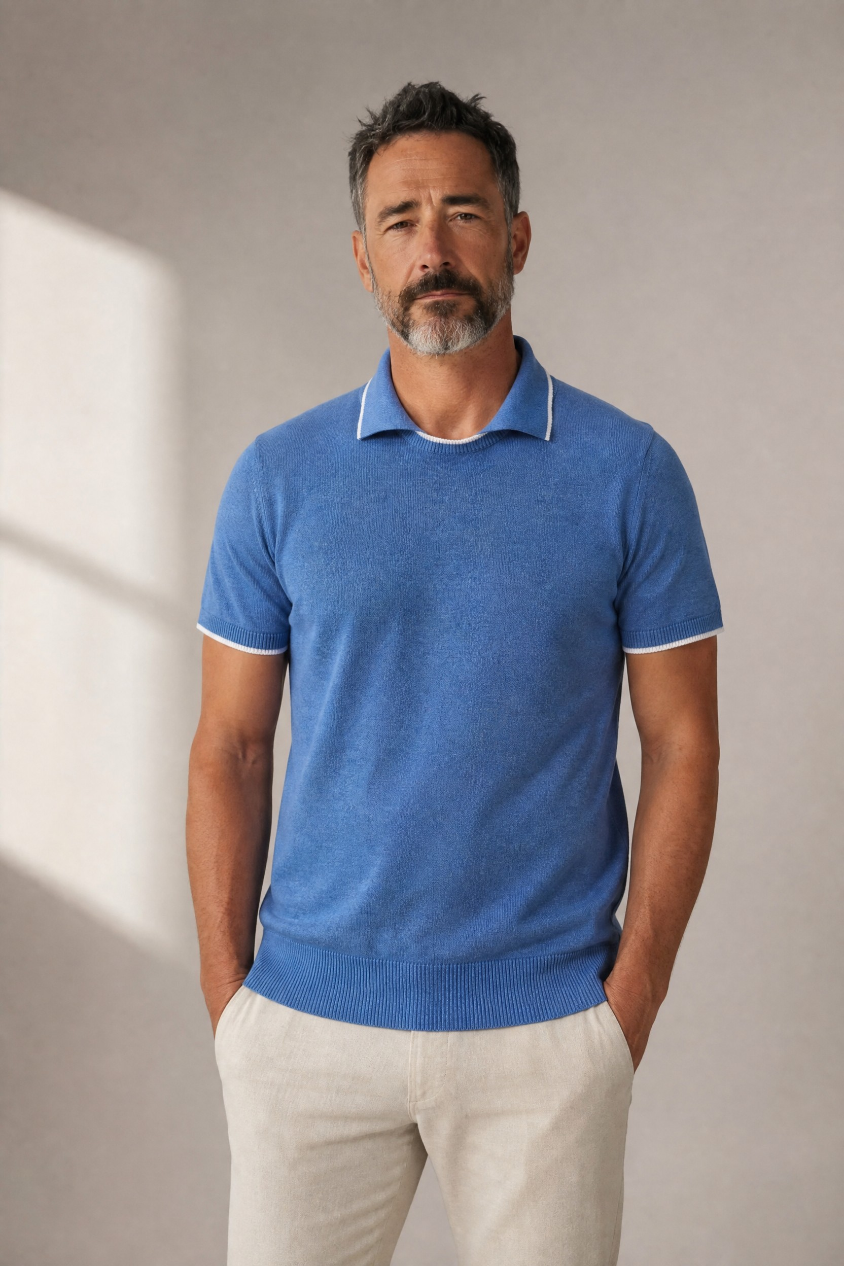 Short Sleeve Tee-Polo Riviera 68% Linen 32% Cotton