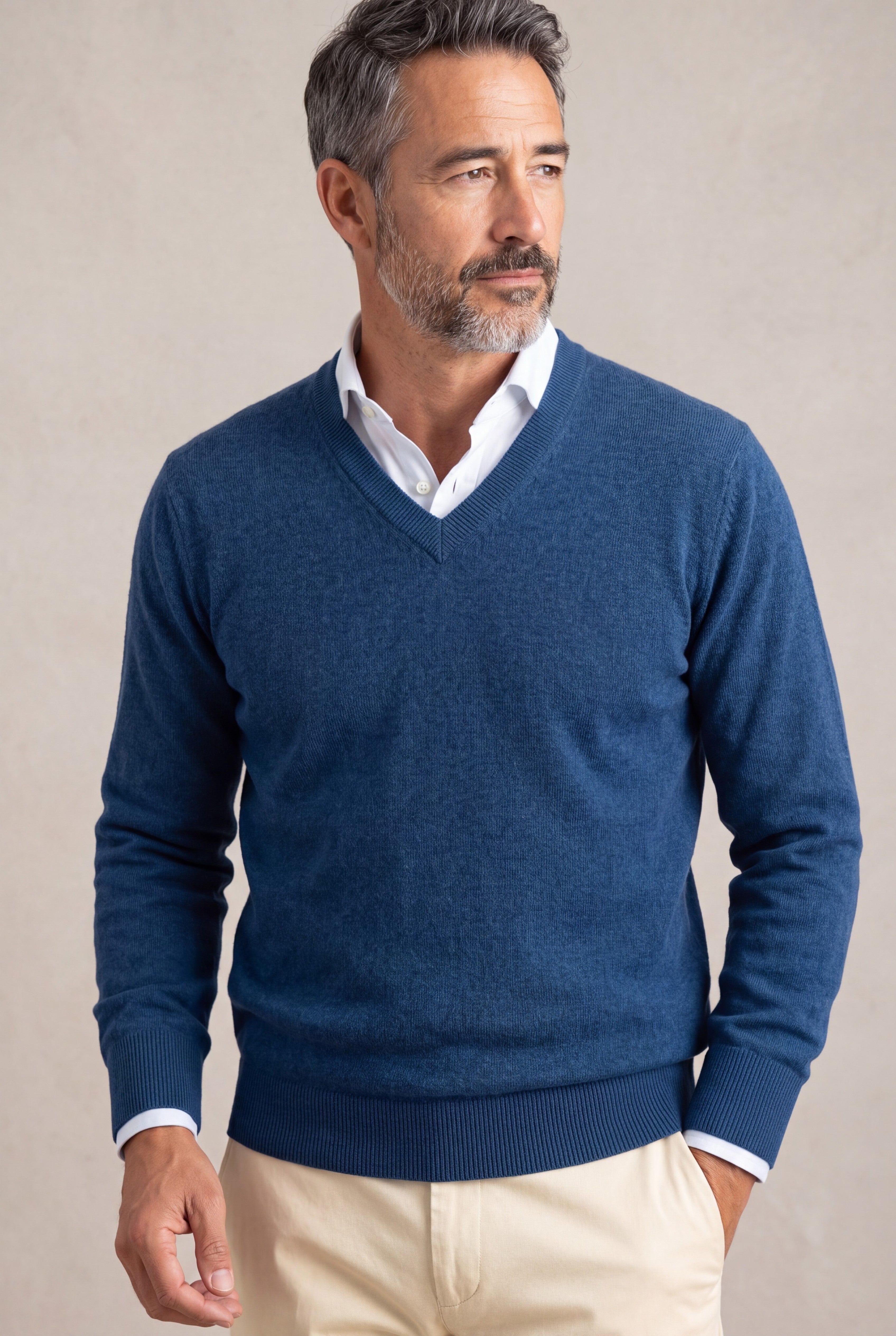 Scollo V Classic Prussia 100% Cashmere