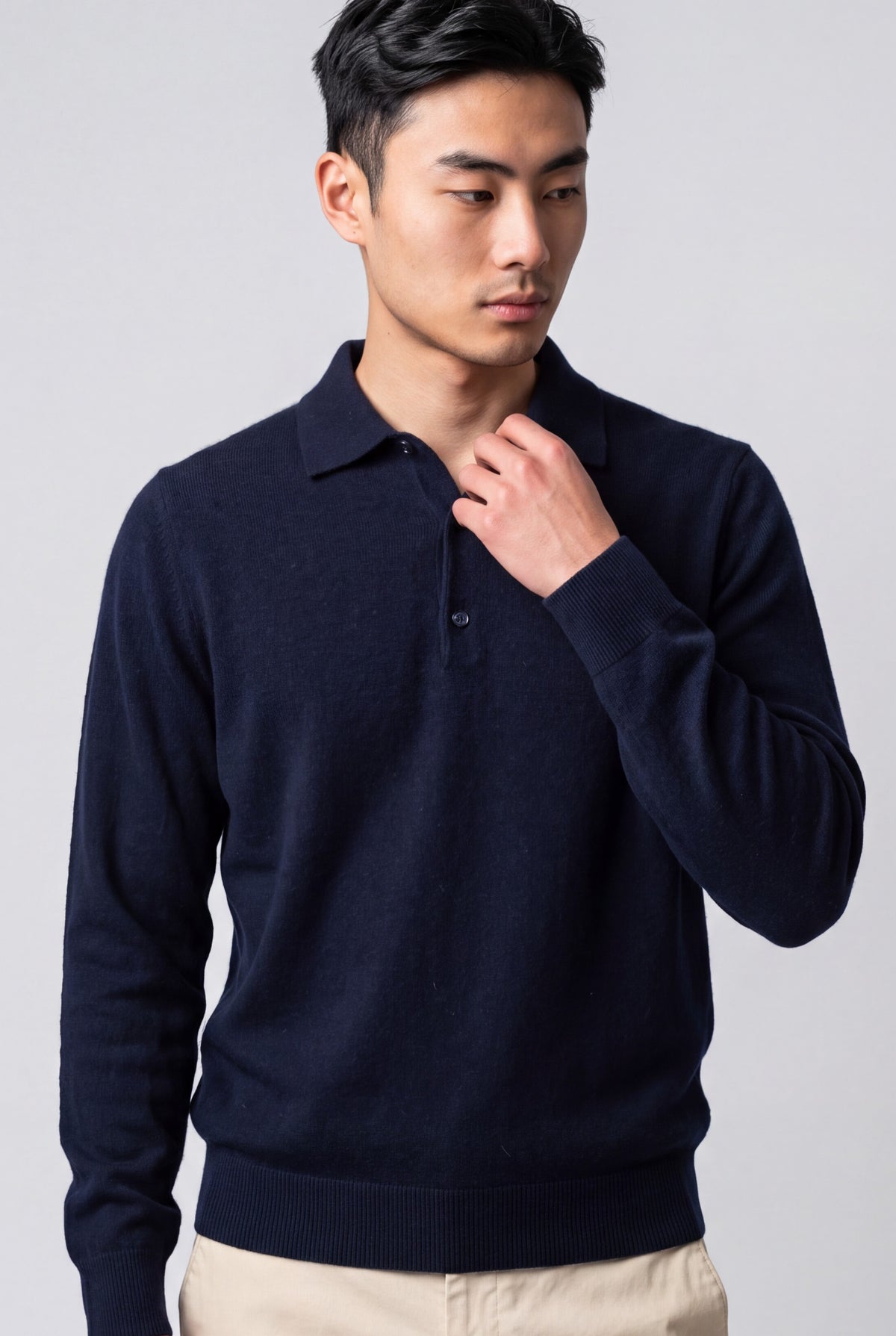 Maglia Polo Classic 100% Cashmere Blu Notte