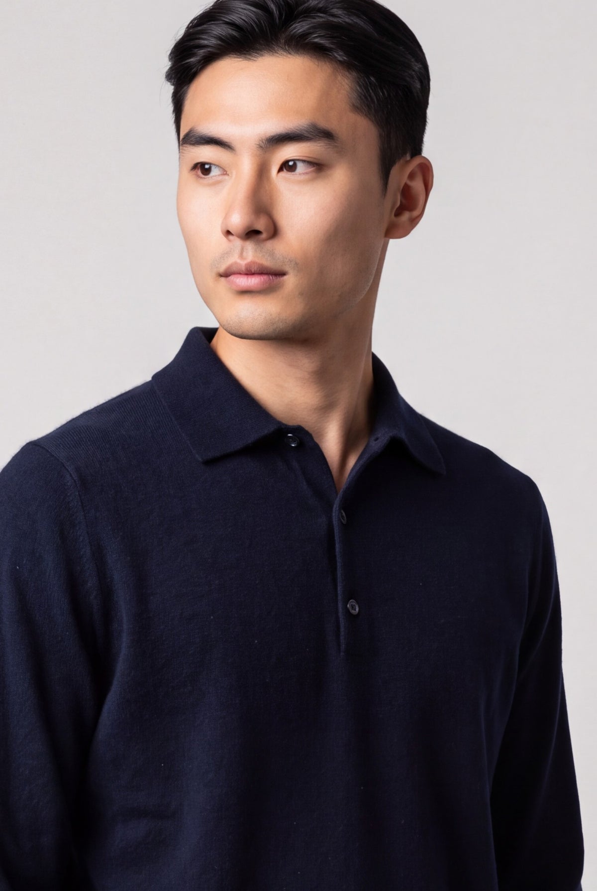 Maglia Polo Classic 100% Cashmere Blu Notte