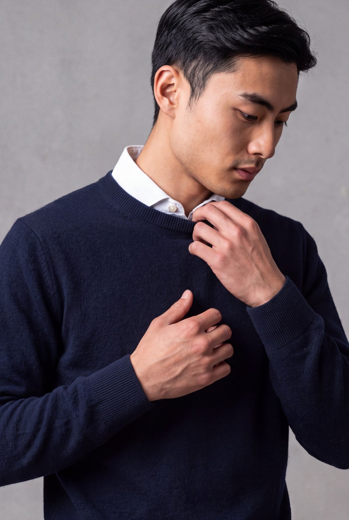 Classic Crewneck Blu Notte 100% Cashmere