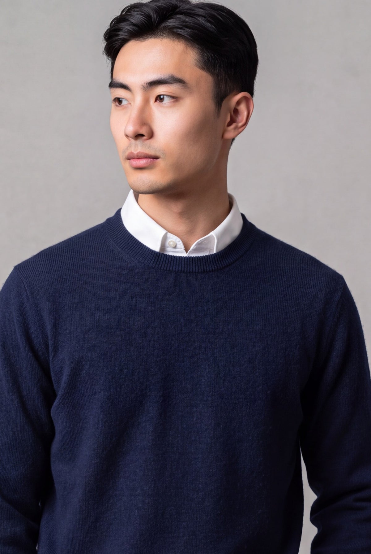 Classic Crewneck Blu Notte 100% Cashmere