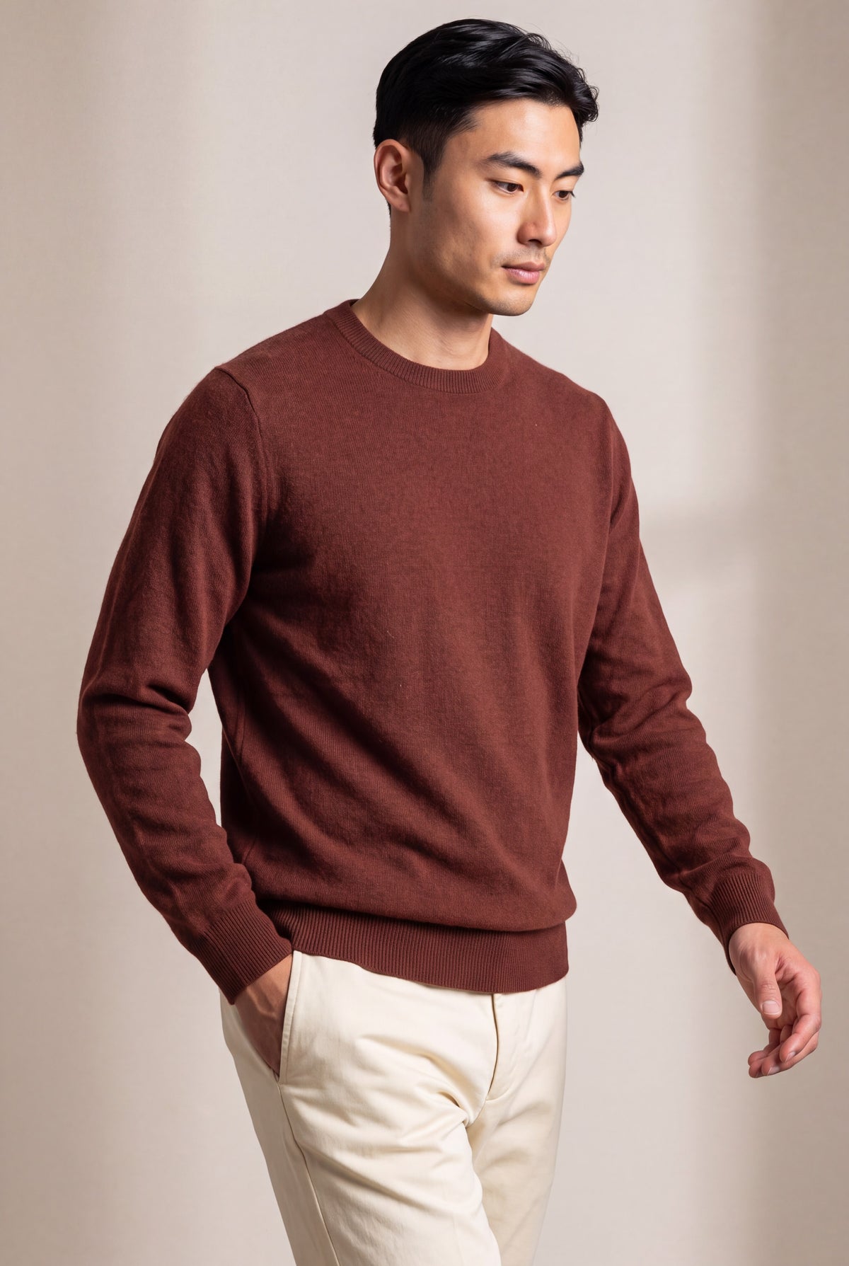Classic Crewneck Brick Red 100% Cashmere