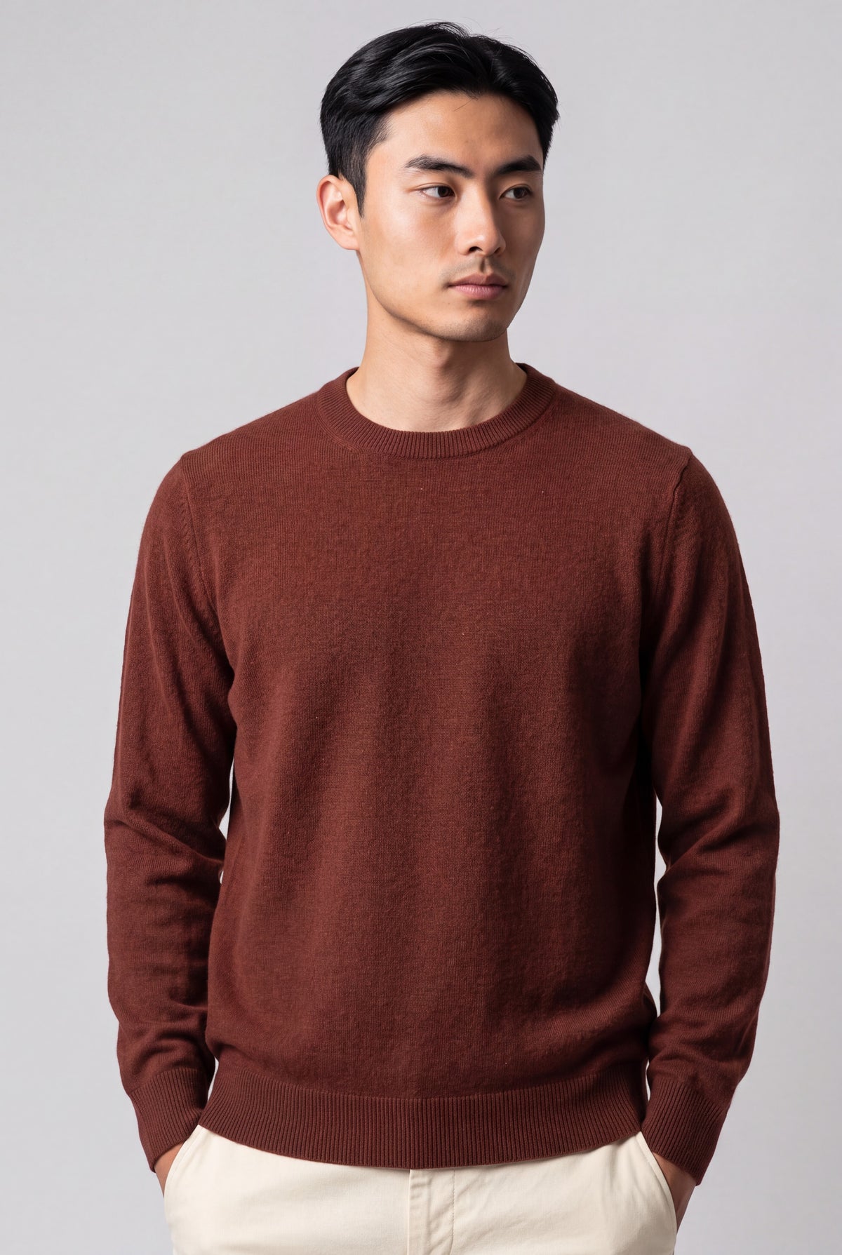 Classic Crewneck Brick Red 100% Cashmere