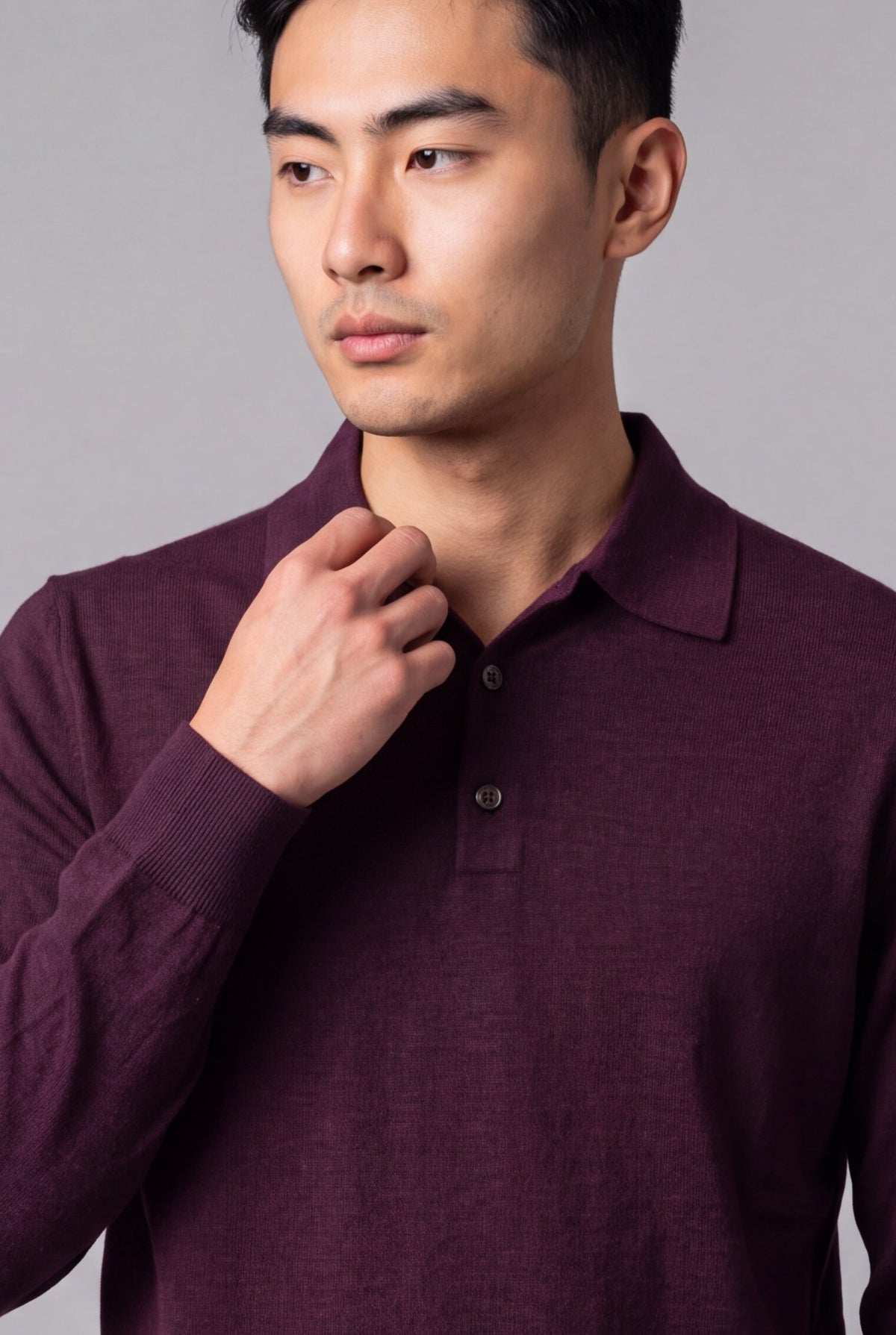 Polo in maglia Blackberry Wine Cashmere Lana e Seta