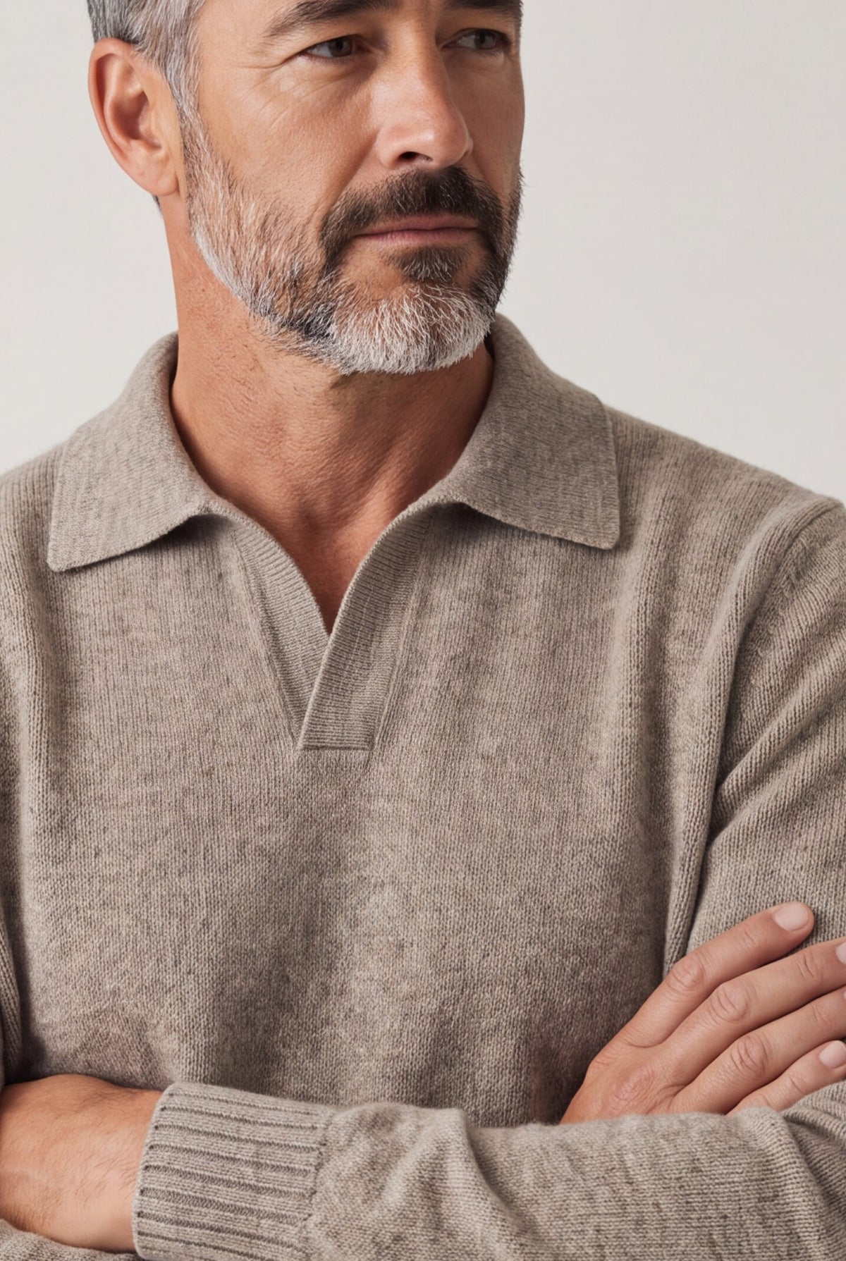 Maglia Polo 100% Cashmere Greige